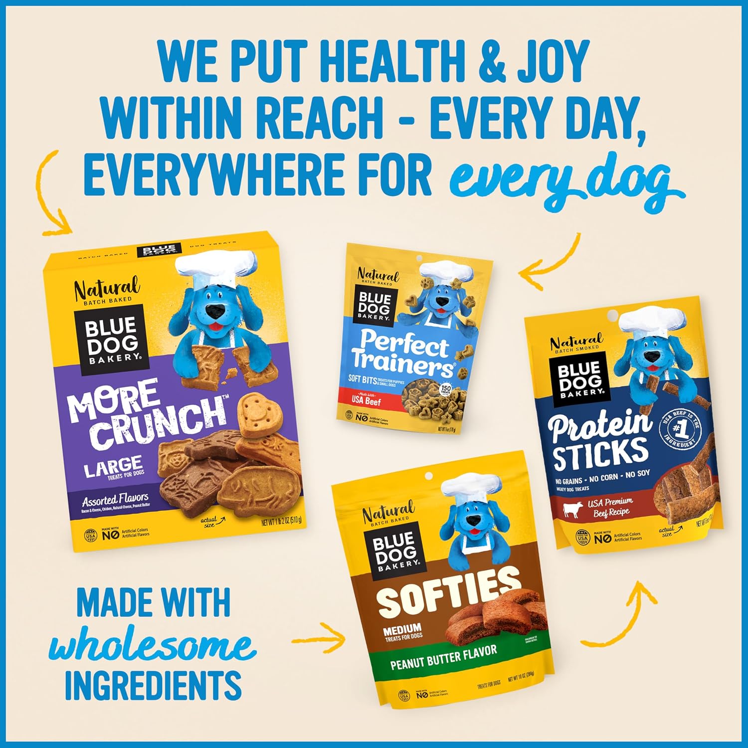 Blue Dog Bakery Natural Dog Treats, Softies, Peanut Butter Flavor, 16.2oz Bag, 6 Bags | Soft & Chewy Oven-Baked Dog Treat Chews, Made with Real Peanut Butter & Other Real Premium Wholesome Ingredients in the USA