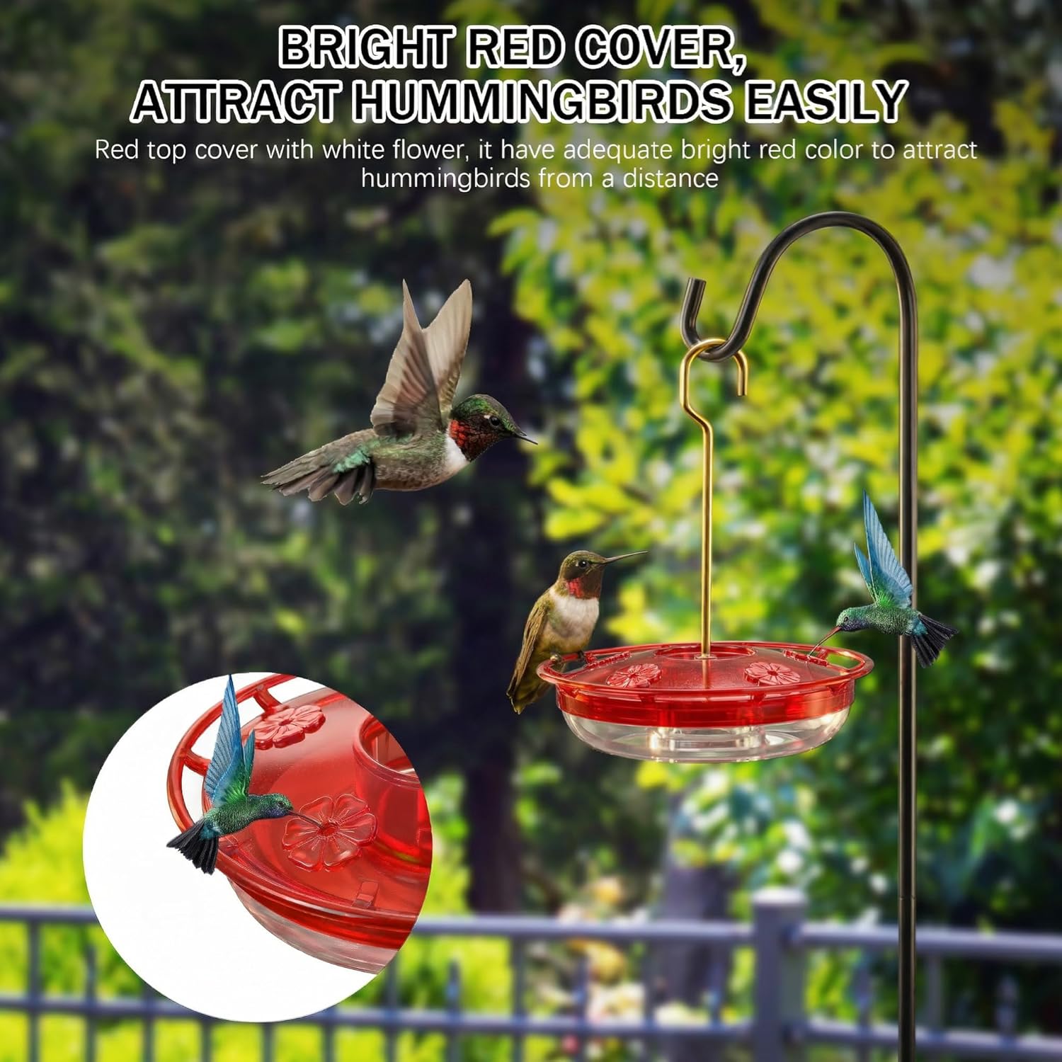 eWonLife 2 Pack 16 oz Saucer Hummingbird Feeders for Outdoors, Garden Decor