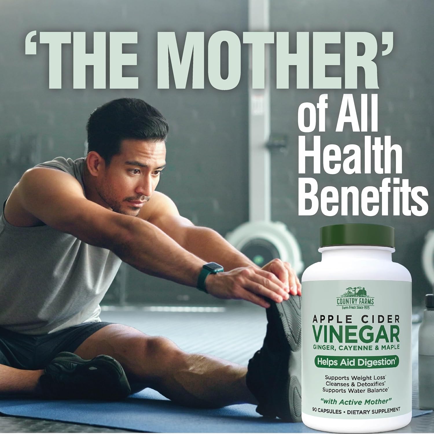 Country Farms Apple Cider Vinegar Capsules, with Ginger, Cayenne and Maple, Helps Aid Digestion, Supports Healthy Weight Loss, Cleanses and Detoxifies