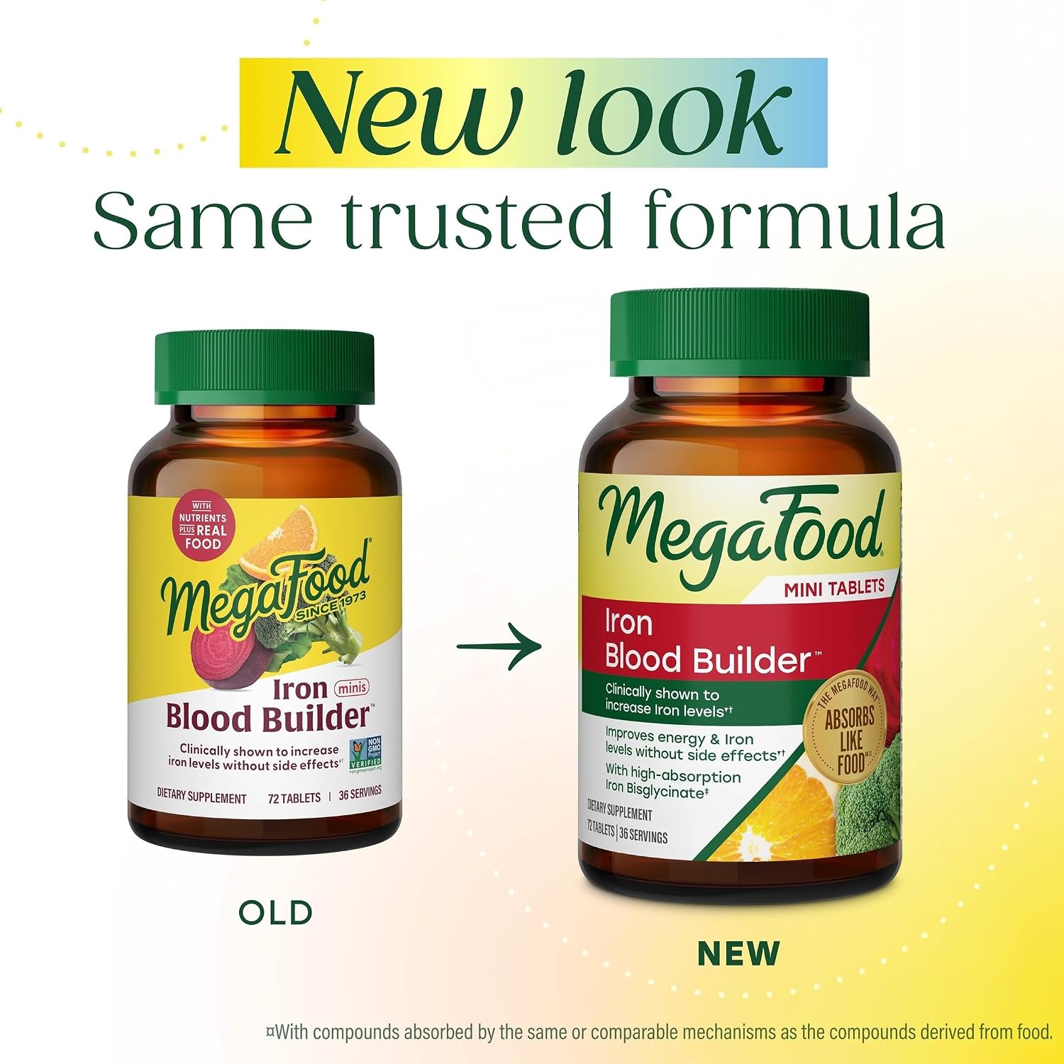 MegaFood Blood Builder Iron Supplement, Energy Support, 72 Mini Tablets
