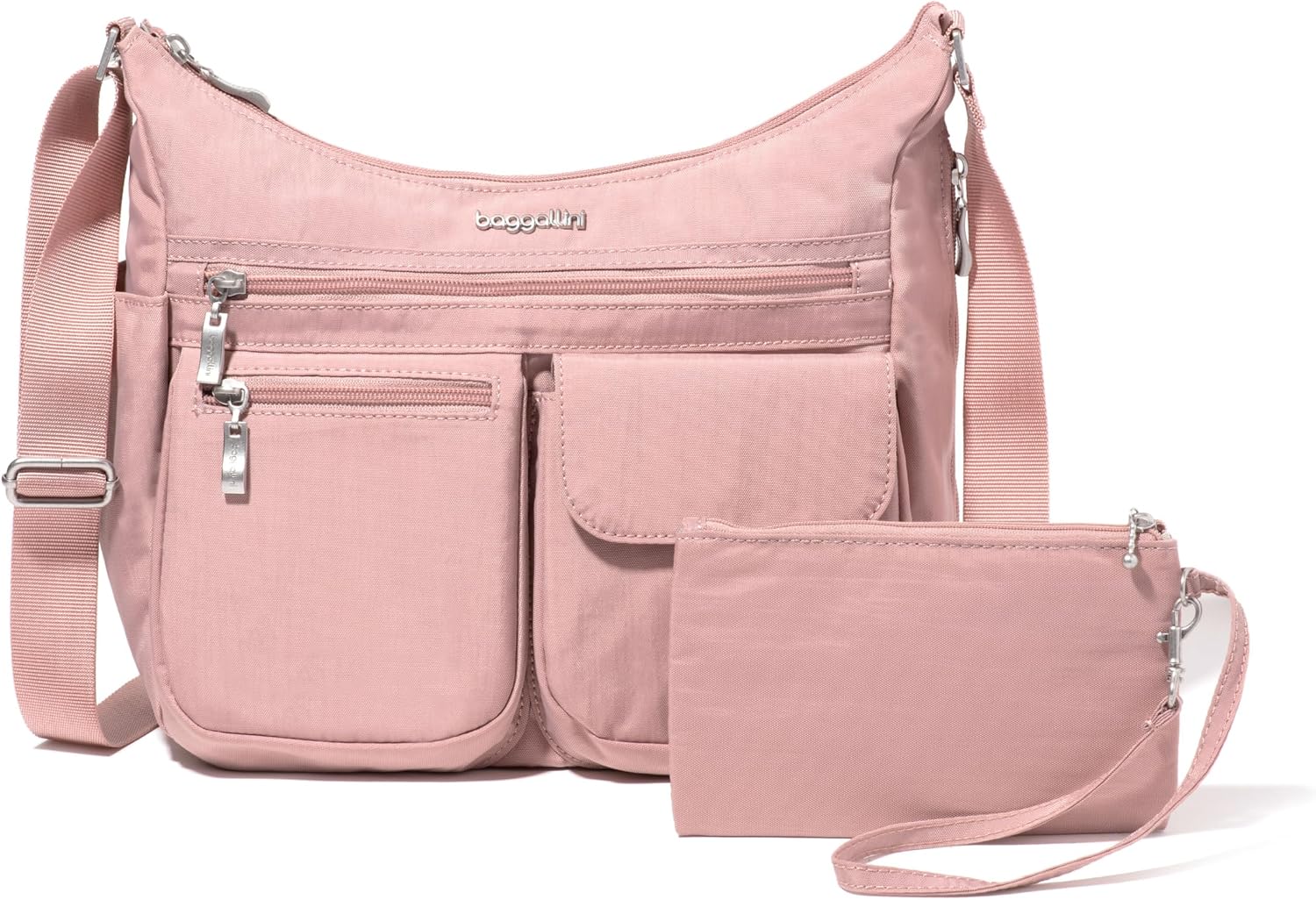 Baggallini womens Everywhere Bagg Crossbody Women 11x9 Lightweight Nylon Hobo Water-resistant Travel Bag W/Rfid