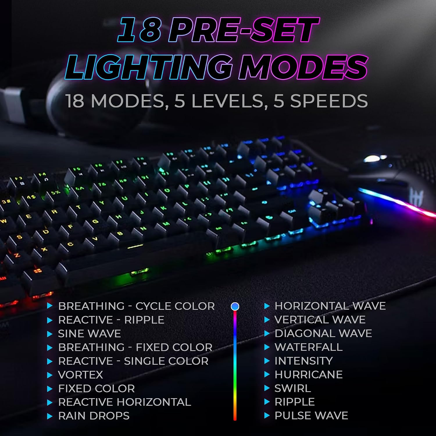 TECWARE Phantom 87 Key RGB Mechanical Gaming Keyboard | Outemu Red Switch | 16.8M Color LED Lighting | 18 Pre-Set | Low Latency | N-Key Rollover | Software Customizable Keys | Wired USB Connection