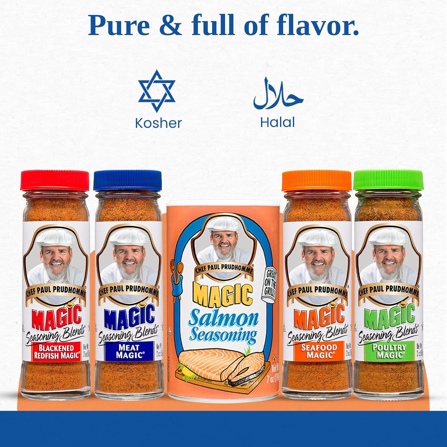 Magic Seasoning Blends Variety Pack, Blackened Fish & Meat Spices, Seasonings for Cooking, 2 oz Poultry, Redfish, Meat, Seafood, 7 oz Salmon, 5-Pack