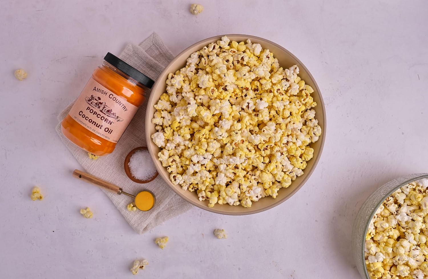 Amish Country Popcorn | Oil and Seasoning Variety Pack | Coconut Oil - 30 oz and Ballpark ButterSalt Popcorn Salt - 5.5 oz | Old Fashioned