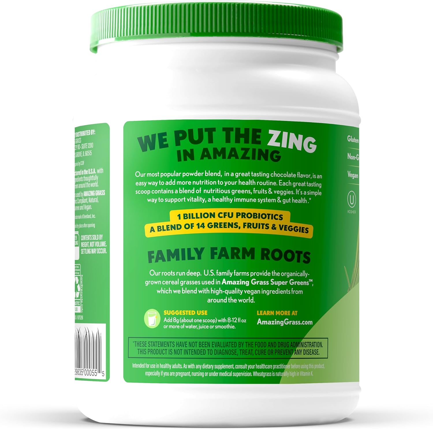 Amazing Grass Super Greens Powder Original, 60 Servings, 16.9 oz | Organic Greens Superfood Powder with Spirulina, Beet Root, Probiotics & Digestive Enzymes to Support Digestion