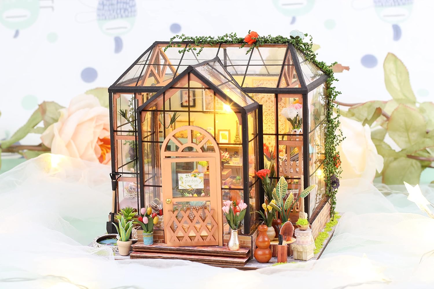 GuDoQi DIY Miniature Dollhouse Kit with Furniture, Tiny House kit 1:24 Scale, Need to Assemble Around 30 Hours