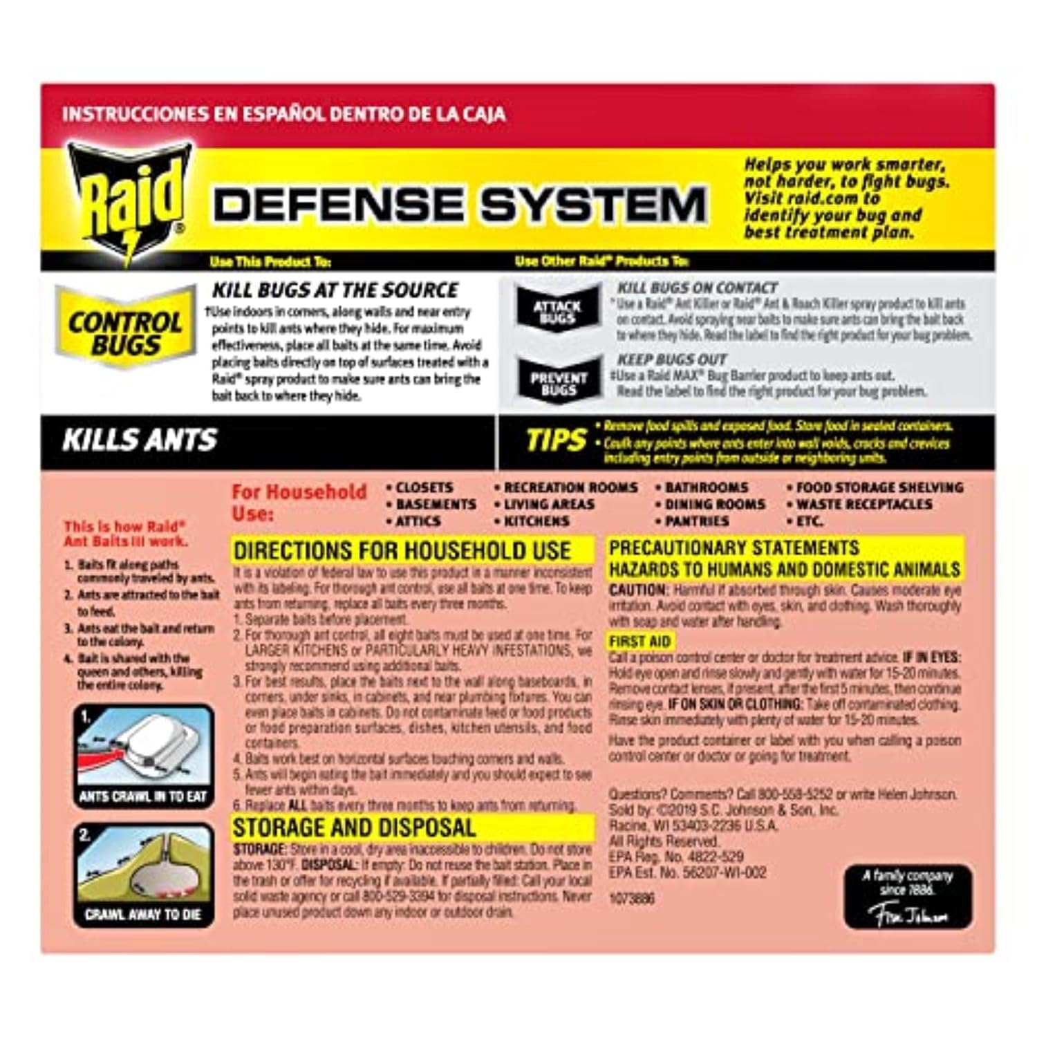 Raid Ant Killer Baits, Child Resistant Bug Killer for Indoor Home Use, 0.24 Oz, 8 Count