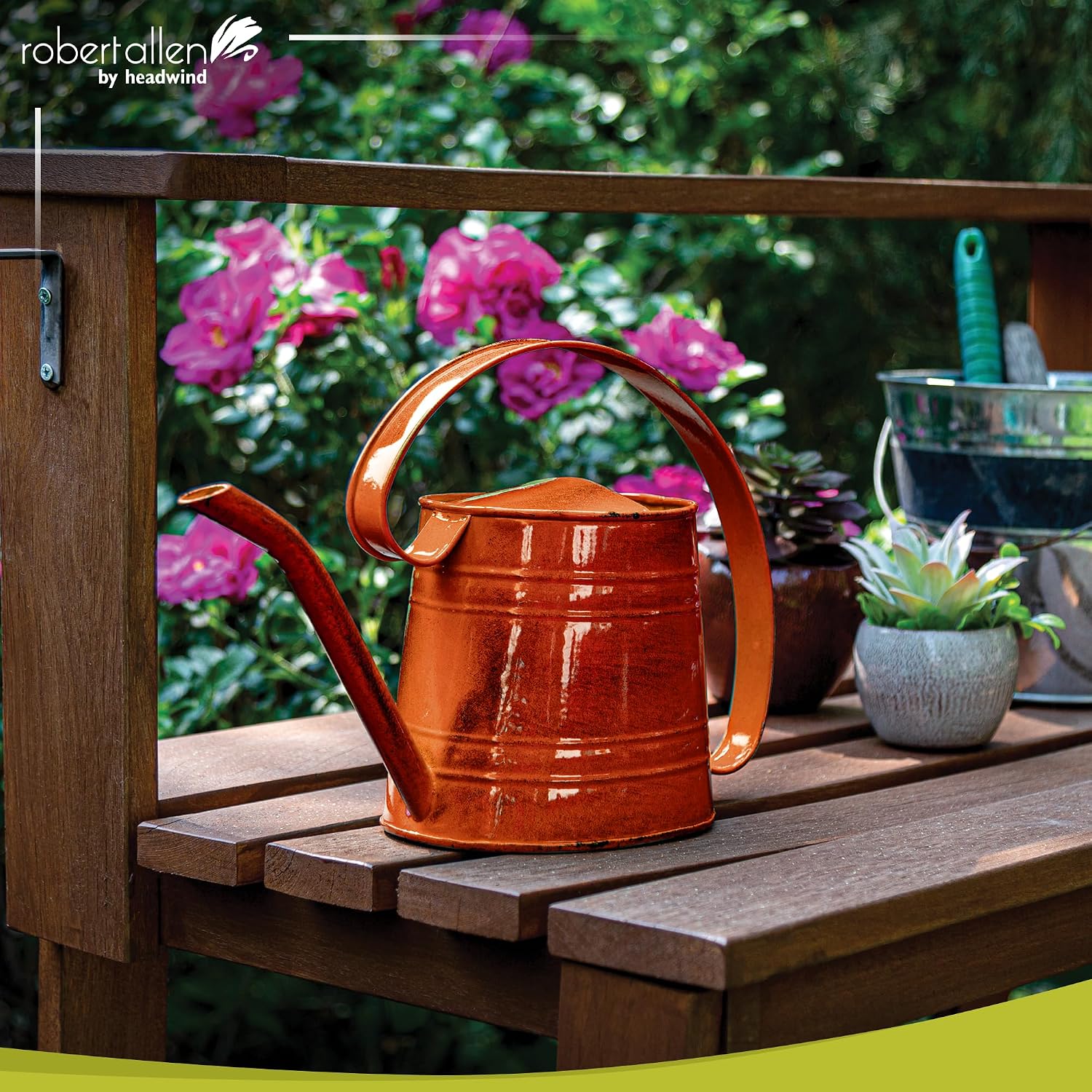 Robert Allen MPT01508 Danbury Metal Watering Can, Teal/Copper