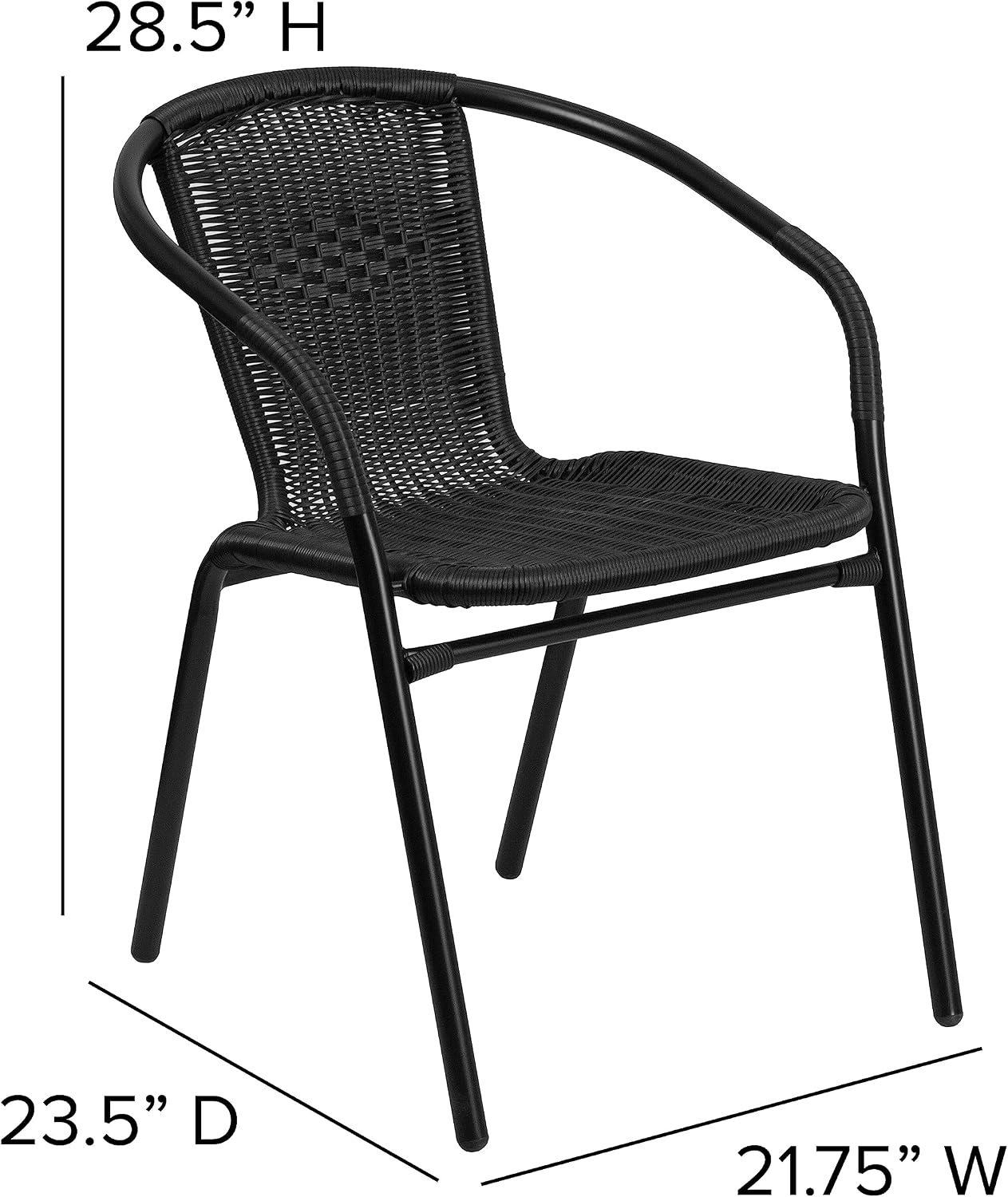 Flash Furniture Lila Modern Rattan Indoor/Outdoor Stackable Dining Chairs, Stacking Rattan Bistro Chairs for Patio or Restaurant, Set of 4, Brown | Commercial Grade, Indoor/Outdoor Use