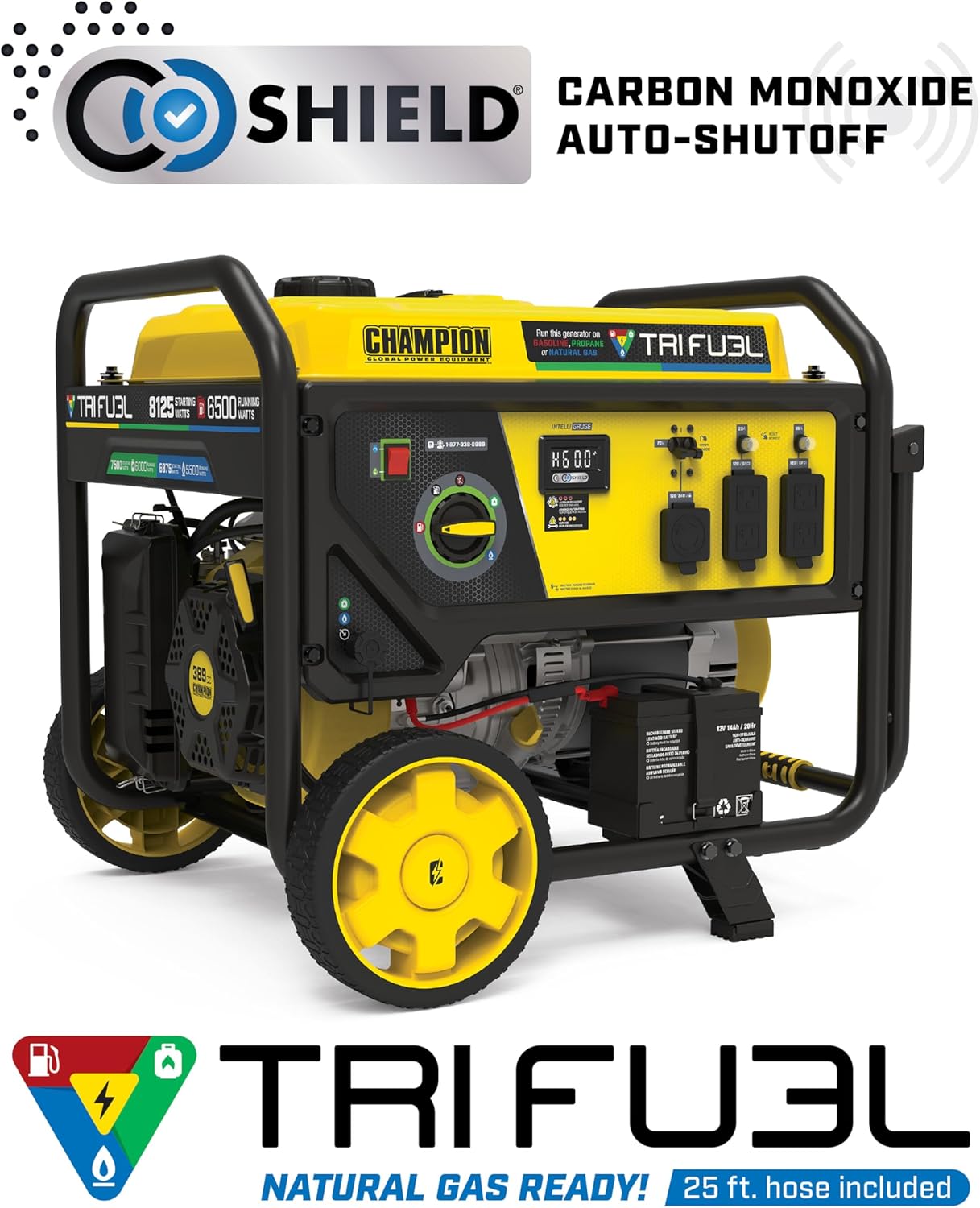 Champion Power Equipment 8125-Watt Electric Start Tri-Fuel Portable Generator with Free 3-Year Warranty