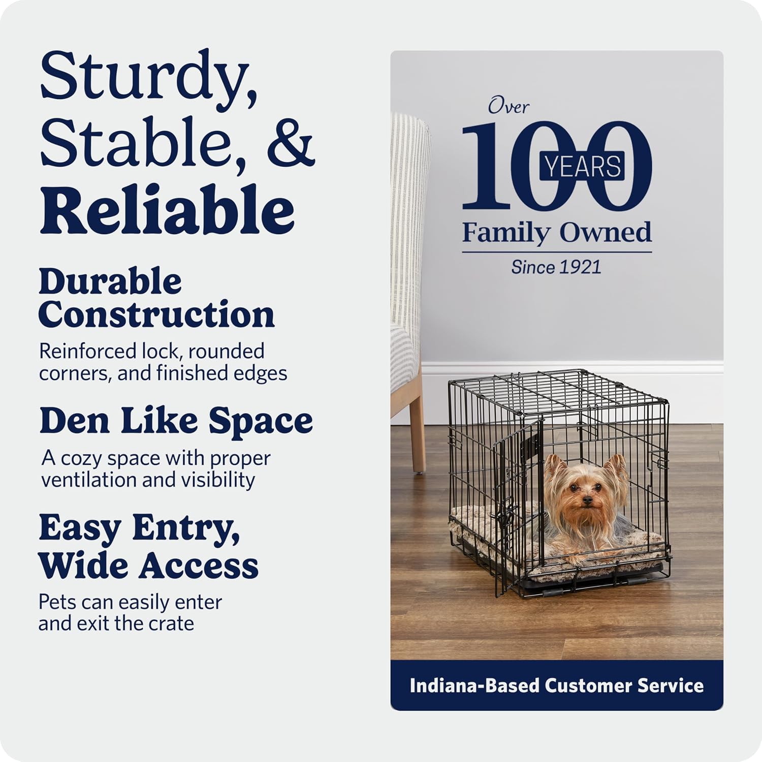 MidWest Homes for Pets 48-Inch iCrate for Extra-Large Breeds, 90-110 lbs, Single Door Folding Dog Crate with Divider Panel, Leak-Proof Tray & Secure Latches, Portable, Durable & Easy to Assemble