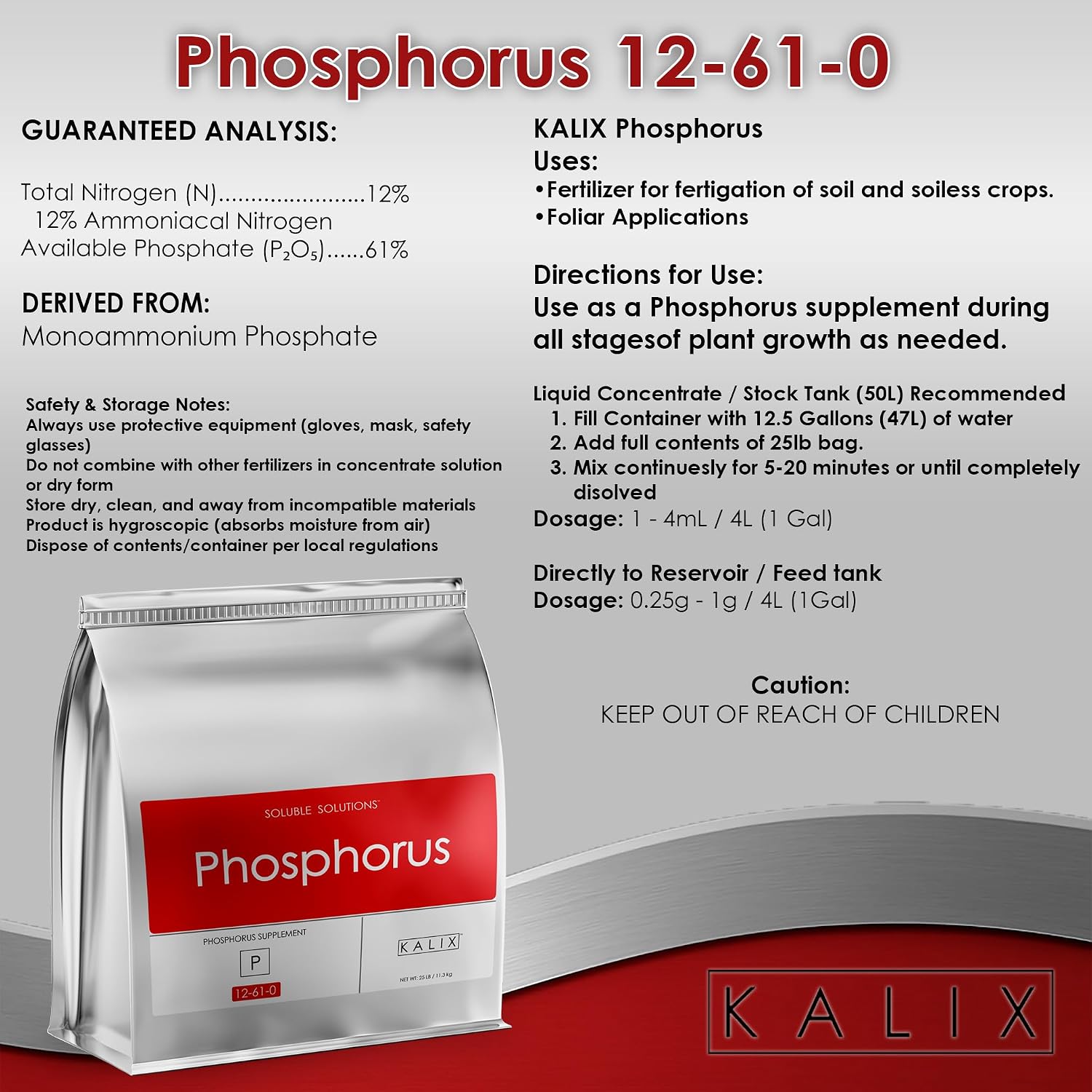 KALIX Phosphorus | 12-61-0 Monoammonium Phosphate Fertilizer | High Phosphorus