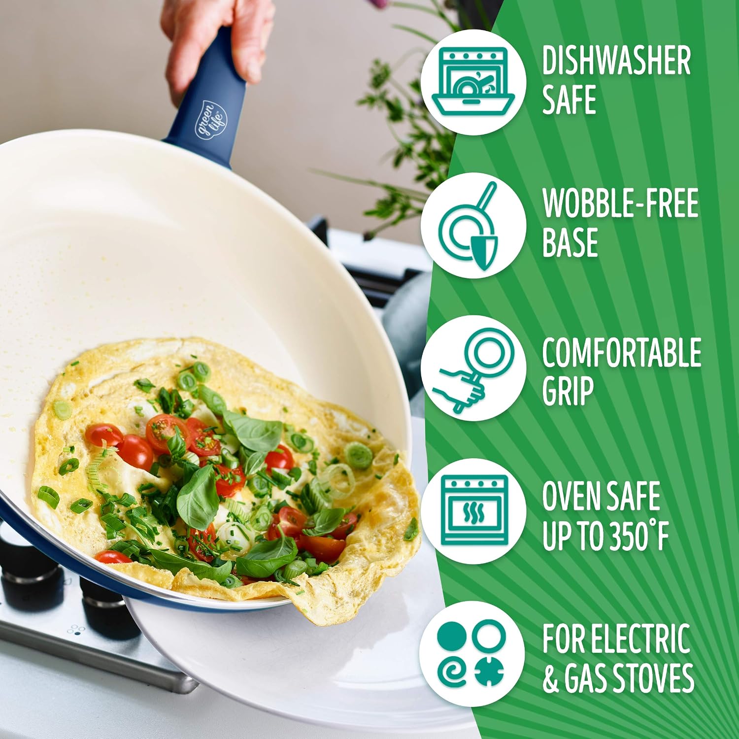 GreenLife Soft Grip Healthy Ceramic Nonstick, 15 Piece Cookware Pots and Pans Set, Induction, PFAS-Free, Dishwasher Safe, Turquoise