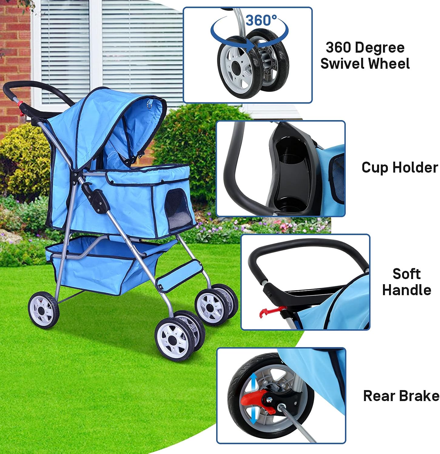 Best 4 Wheels Pet Stroller for Dog and Cat Stroller