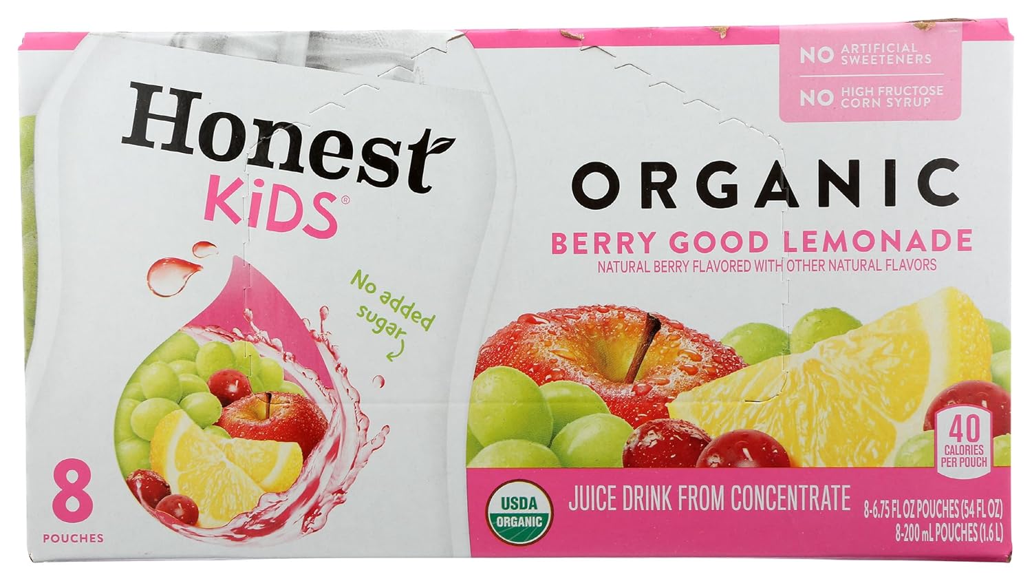 Honest Kids Appley Ever After, Organic Juice Drink, 6 Fl oz Juice Boxes, Pack Of 40, Apple