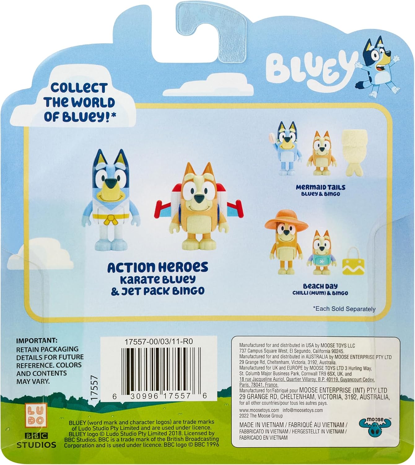 Bluey School Figurine Toys Pack of 4, Articulated Character Toys with Chloe, Rusty, and Calypso Figurines, Small Action Figures for Kids Ages 3+
