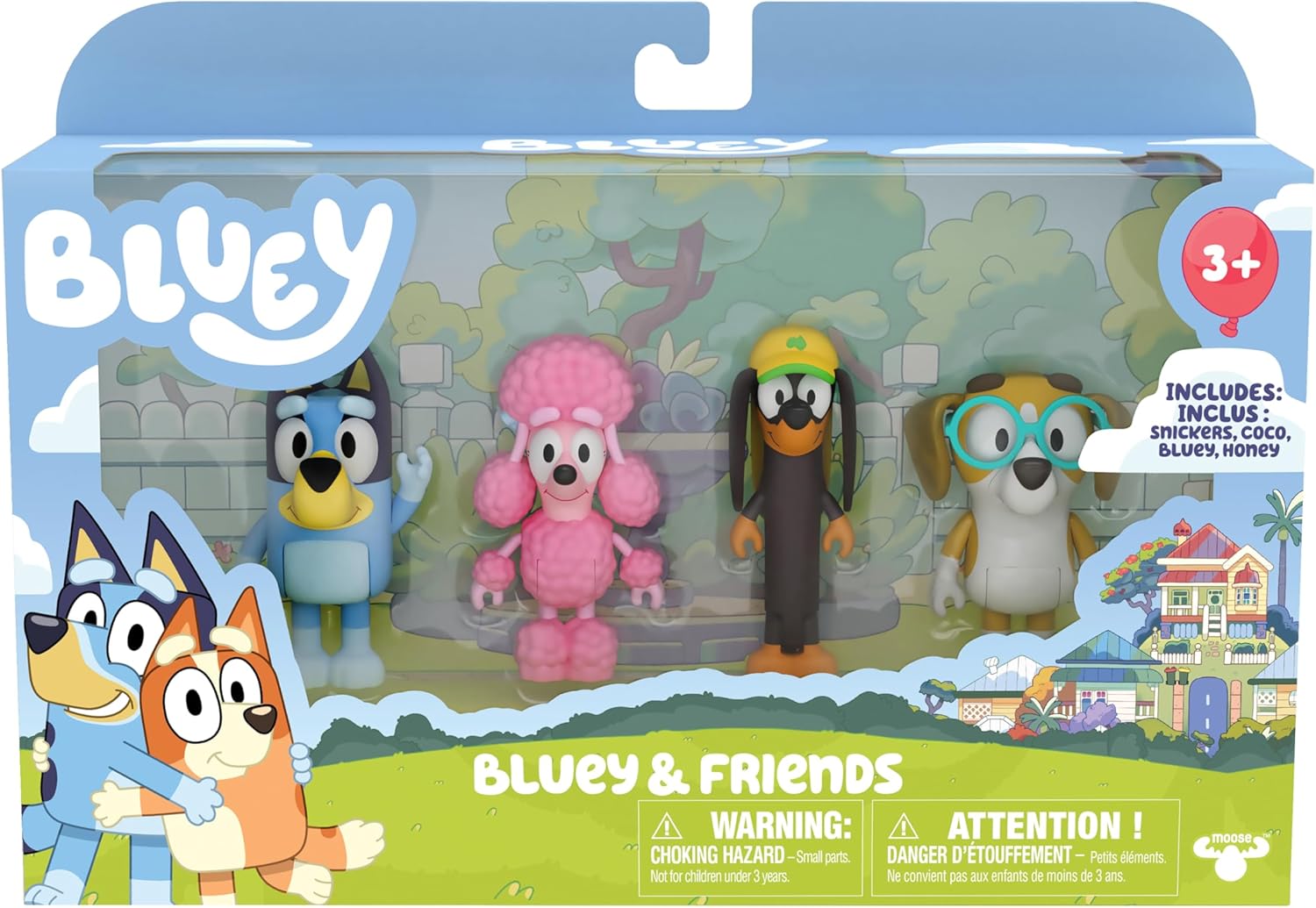 Bluey School Figurine Toys Pack of 4, Articulated Character Toys with Chloe, Rusty, and Calypso Figurines, Small Action Figures for Kids Ages 3+