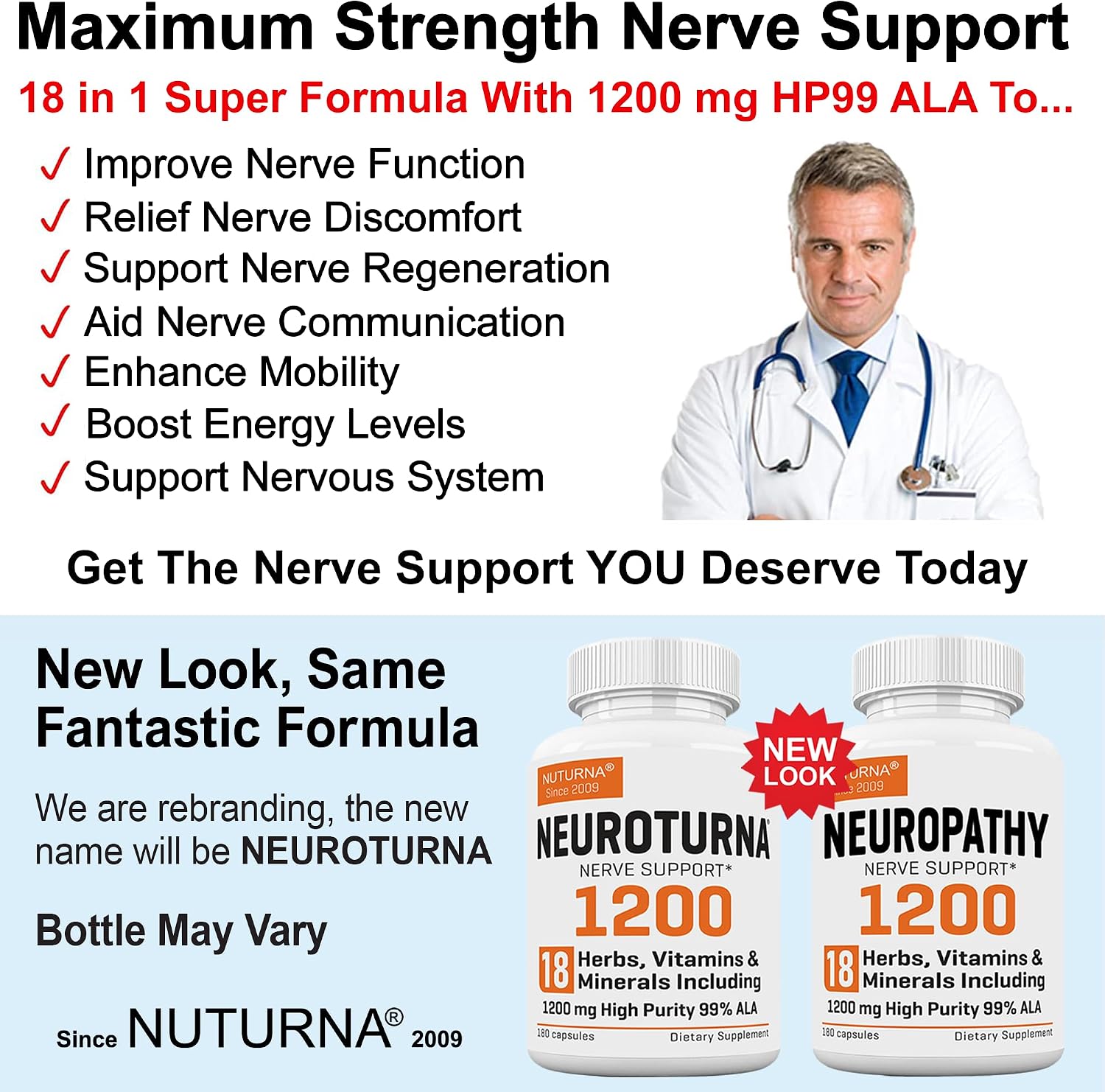 Neuropathy Support Supplement with 1200 mg HP-99 Alpha Lipoic Acid - Max Strength ALA Nerve Formula for Feet Hands Fingers Legs - Ultra Potent 18 in