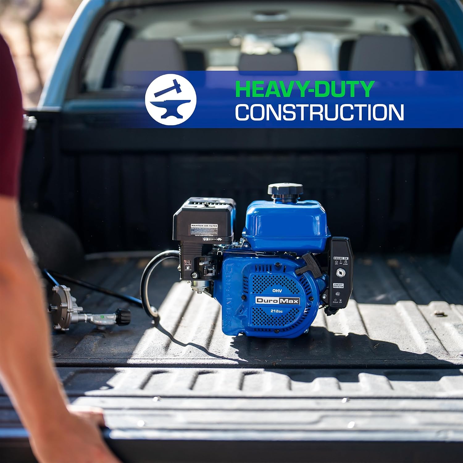 DuroMax XP7HPE 208cc Electric Start Gas Powered, 50 State Approved, Multi-Use Engine Blue