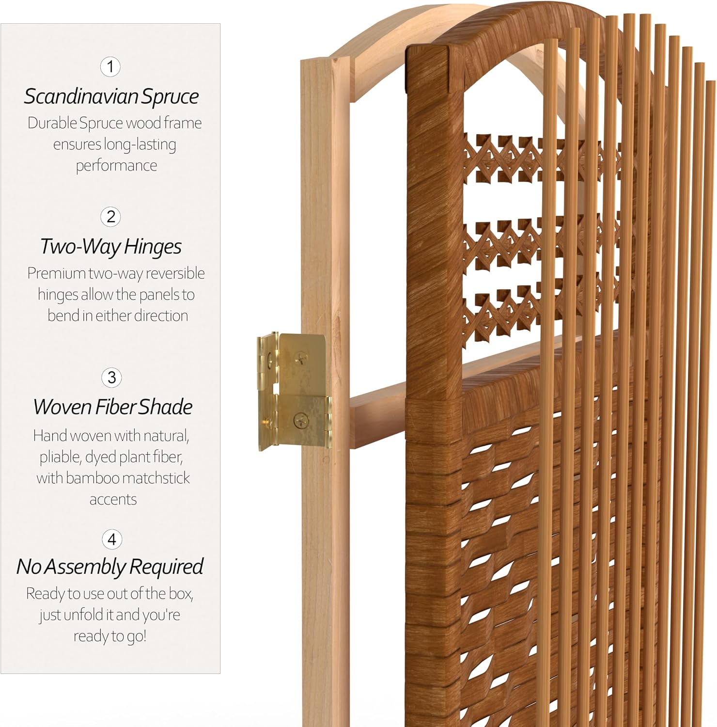 4 ft. Short Fiber Weave Folding Screen - Natural - 4 Panels