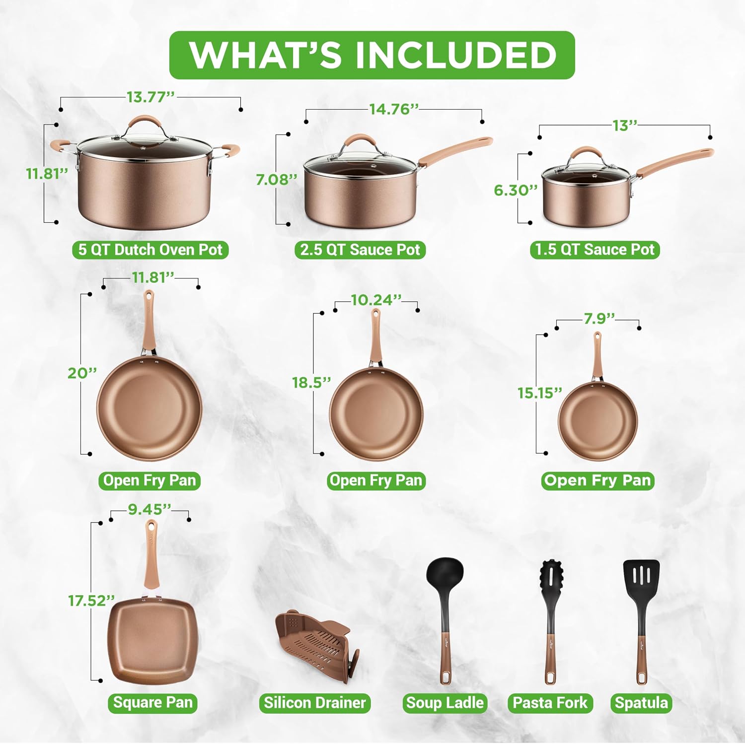 NutriChef 14-Piece Pots and Pans Set Non Stick – Induction Cookware Set, PFAS-Free Nonstick Cookware for All Cooktops, Includes Kitchen Utensils