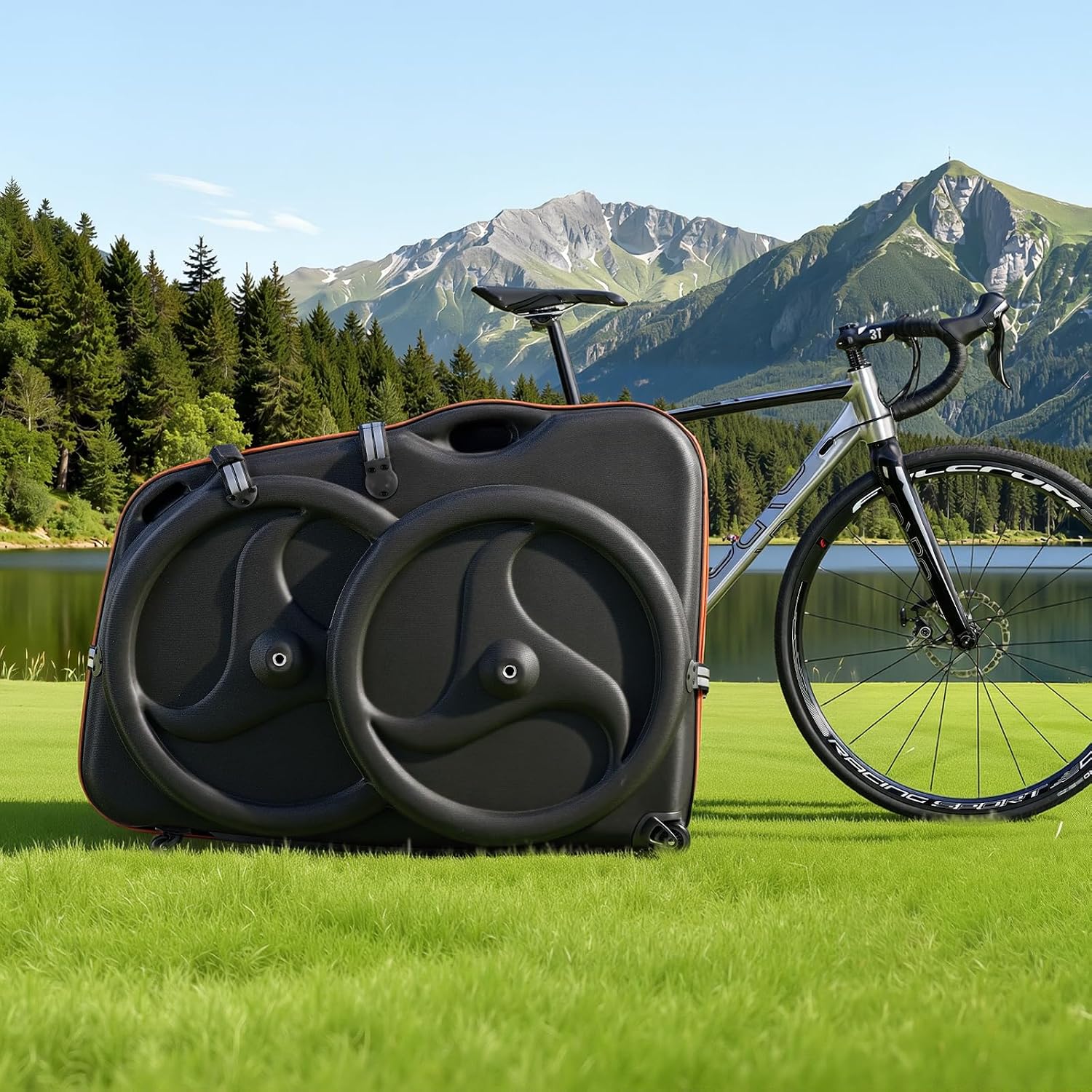 VEVOR Bike Travel Bag, Road Bike Bag Road Bicycle Storage Carry with TSA Lock & Dual Zipper for Air Travel, Outdoor Use, Airplane, Car, Train, Subway Transport