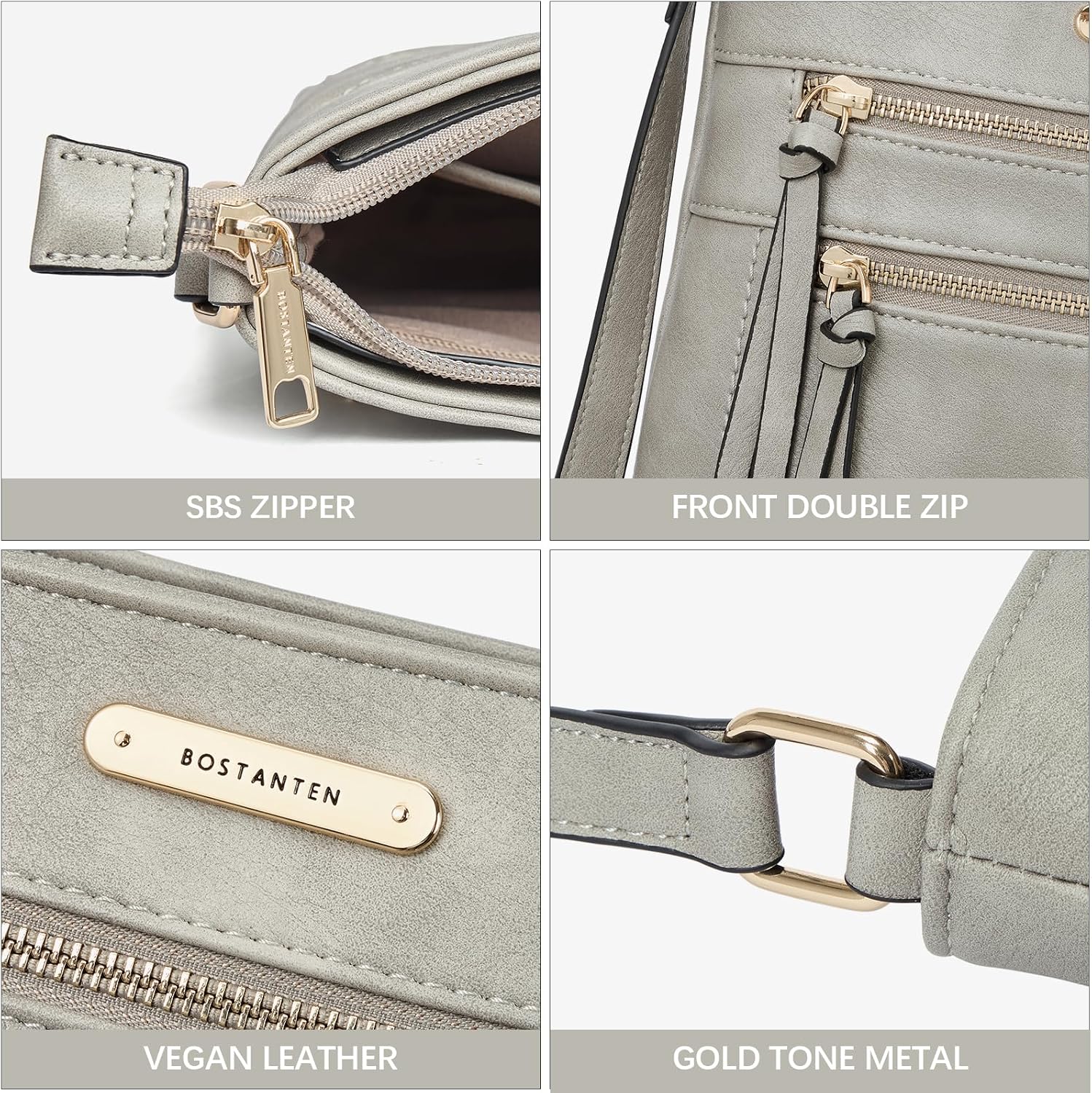 BOSTANTEN Crossbody Purses for Women Medium Shoulder Bag Quilted Handbags with Zipper Pocket