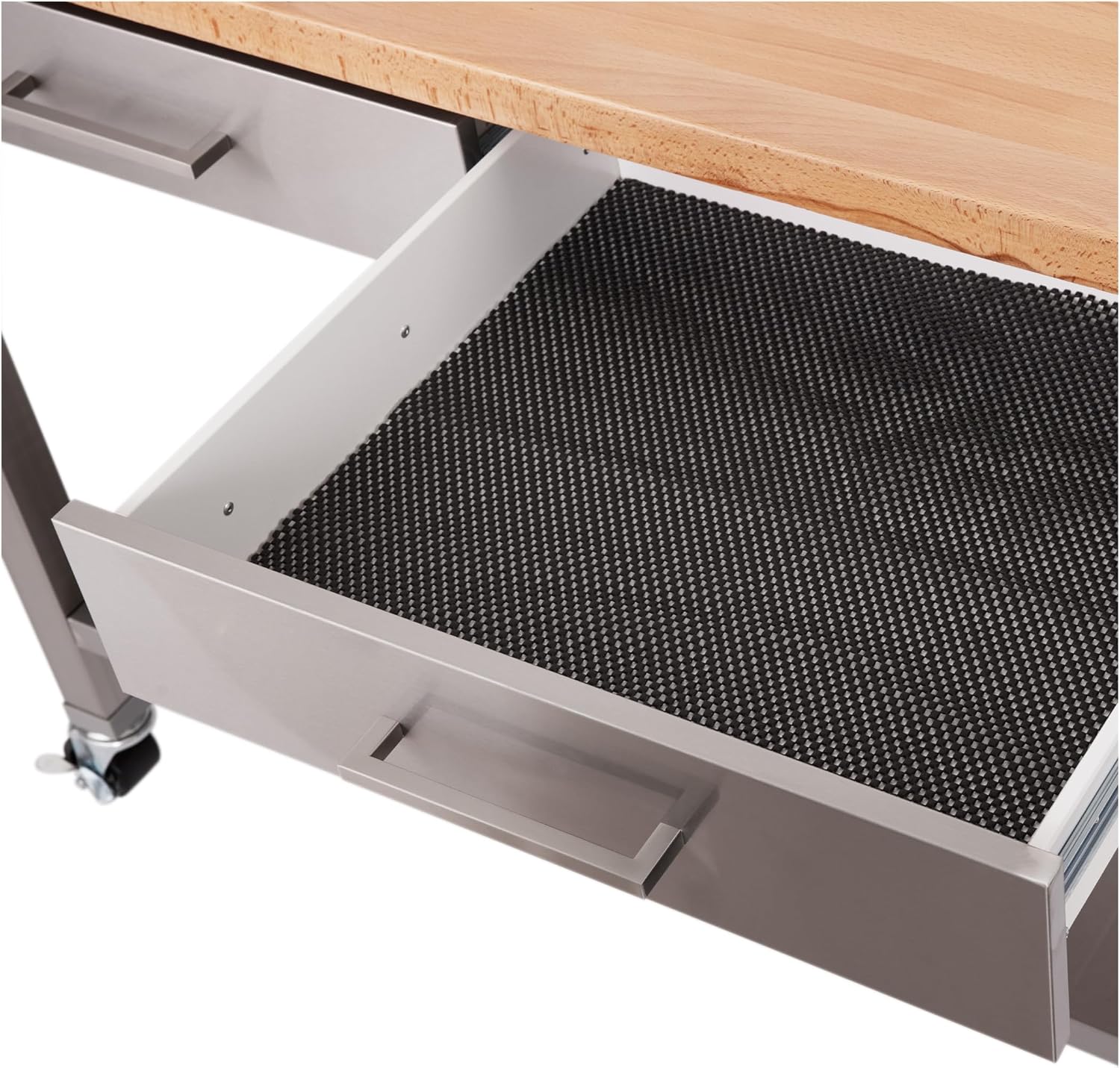 Stainless-Steel Commercial-Grade NSF-Certified Prep Table Cart, 24"W x 20"D | Heavy-duty durable utility workstation supports up to 450 lb w/ adjustable wire shelf and sliding basket on locking wheels