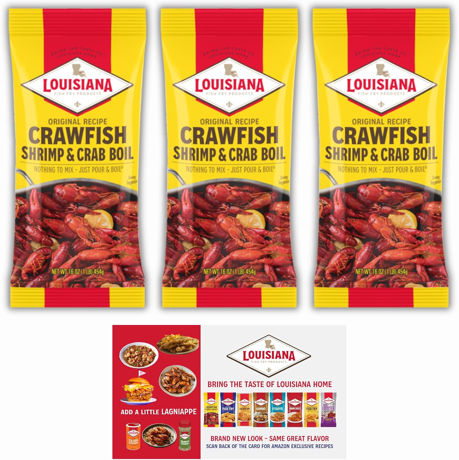 Louisiana Fish Fry Crawfish, Shrimp & Crab Boil Seasoning 16 oz - 3 Pack