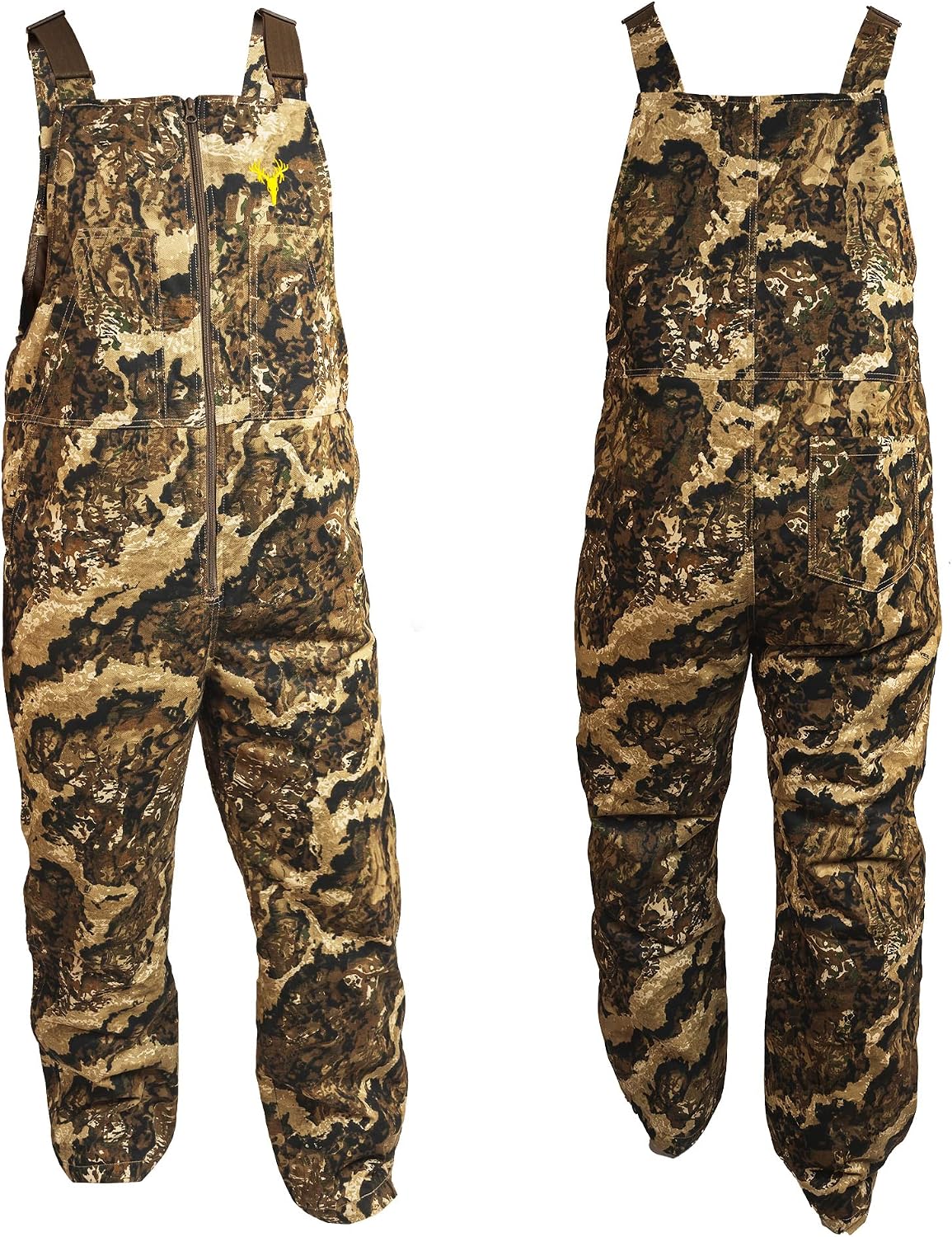 HOT SHOT Men’s Insulated Camo Bib, Ultra-Quiet Adjustable Overalls, Cold Weather Hunting Coveralls for Men