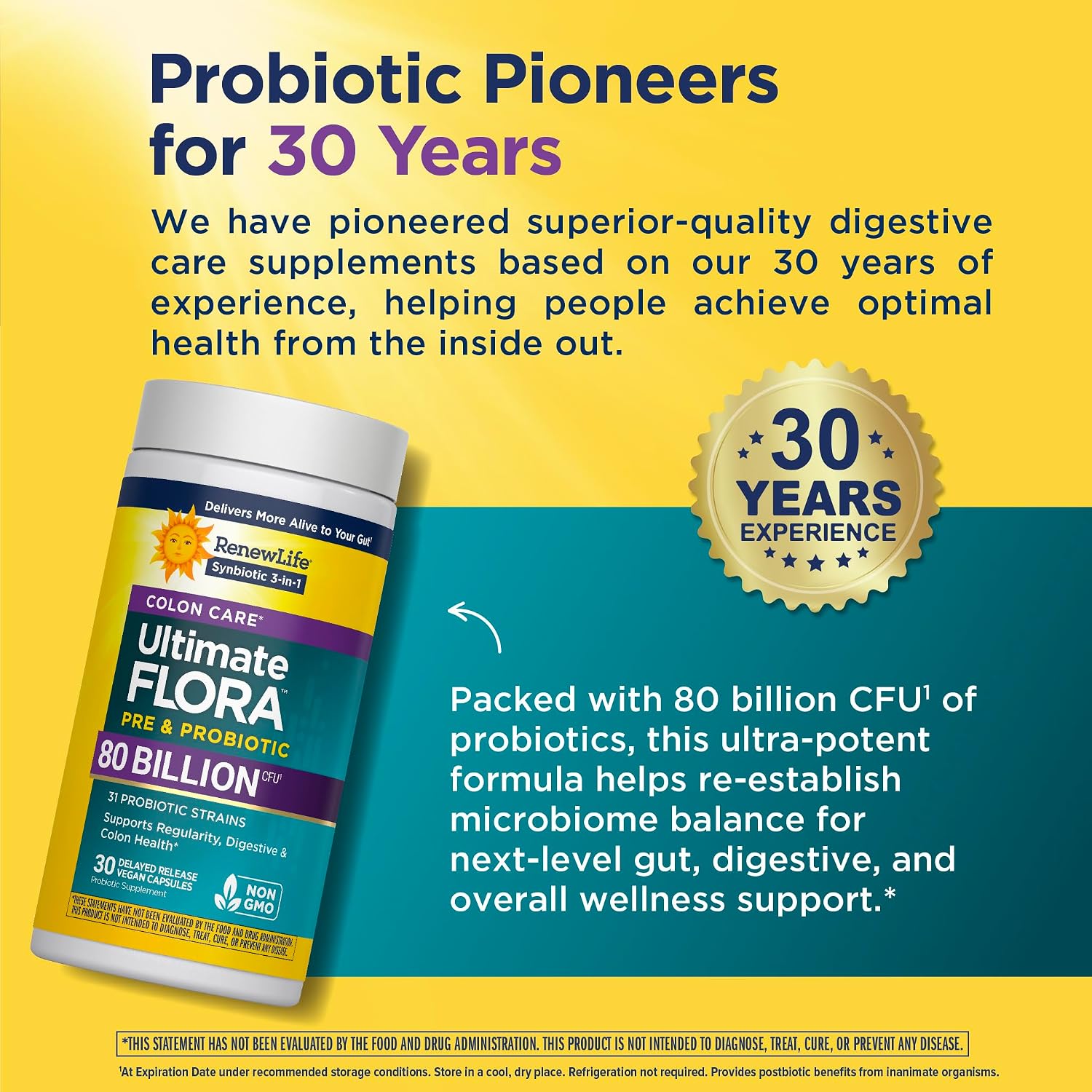 Renew Life Ultimate Flora Probiotic 80 Billion CFU | 31 Strains