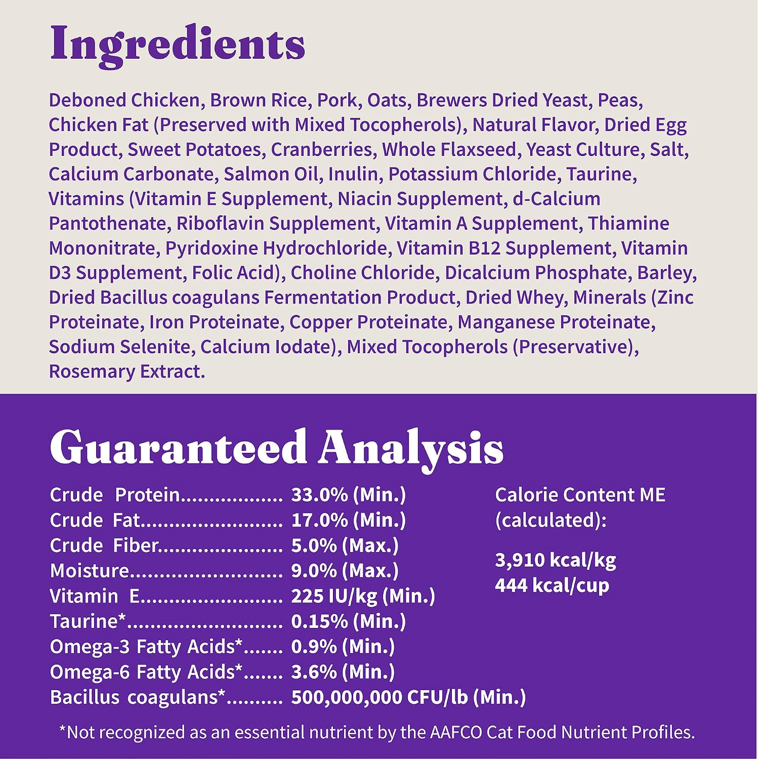 Halo Holistic Cage Free Chicken Cat Food, Healthy Grains Dry Cat Food, Complete Digestive Health, Kibble for Adult Cats, 6 lb Bag