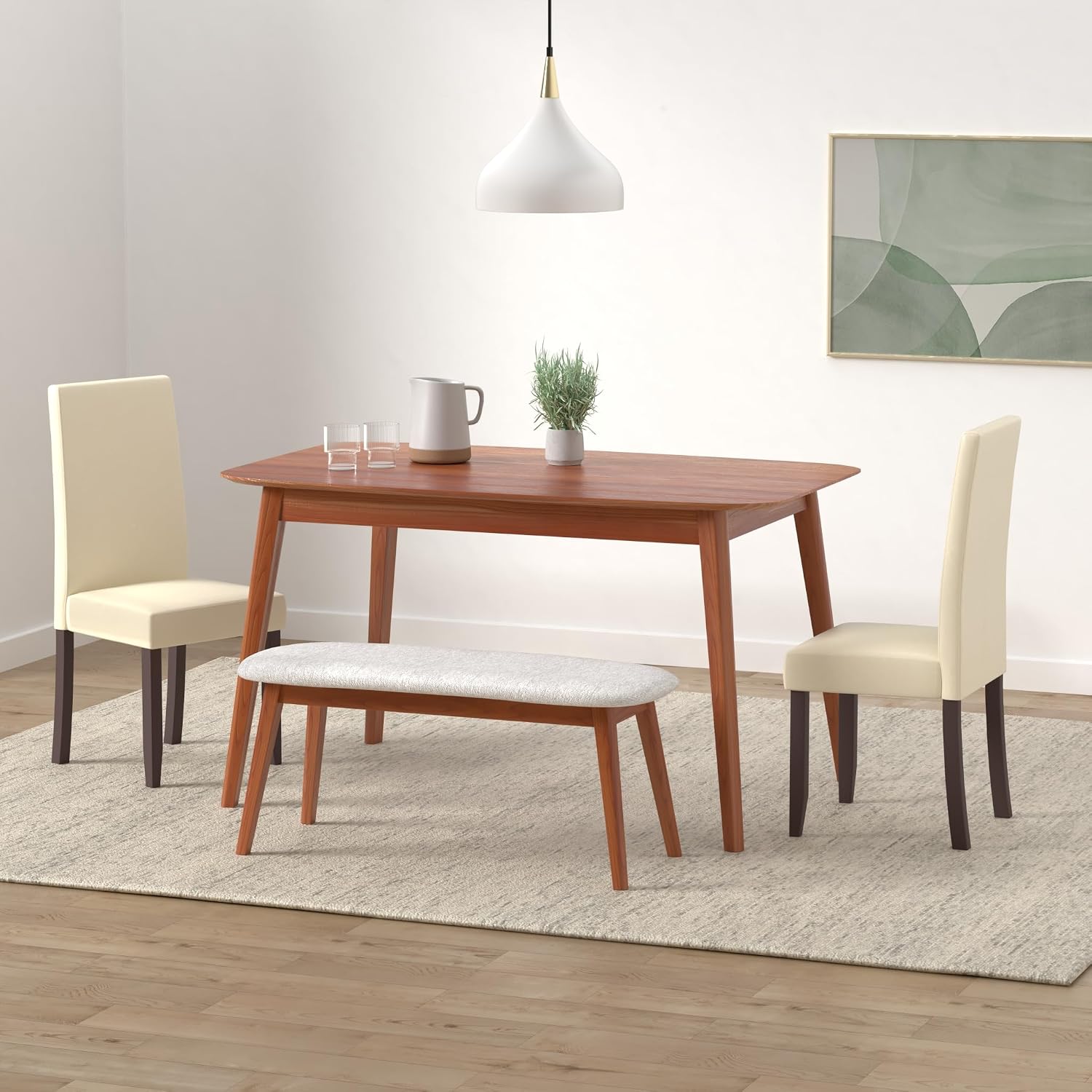 SIMPLIHOME Acadian Vegan Leather Parsons Dining Chairs in Cream (Set of 2)