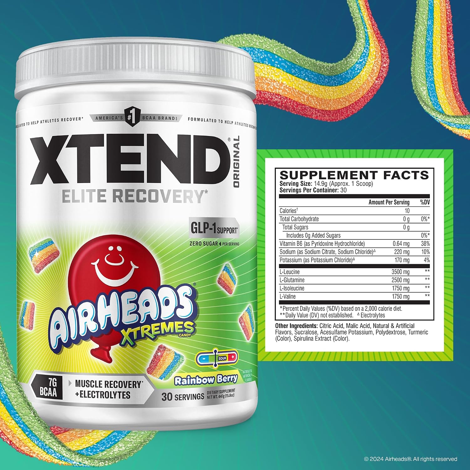 Xtend Original BCAA Powder, 7g BCAAs and 2.5g L-Glutamine for Muscle Recovery Hydration and Lean Muscle, Sugar Free Intra and Post Workout Drink with Electrolytes, Watermelon Explosion, 30 Servings