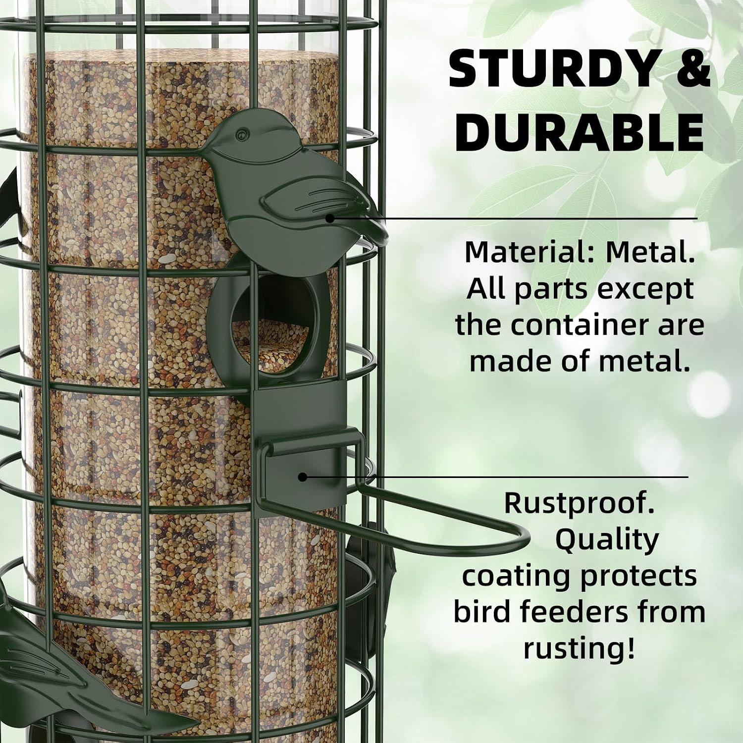 Squirrel Proof Bird Feeder, Metal Mesh Bird Feeders for Outdoors Hanging