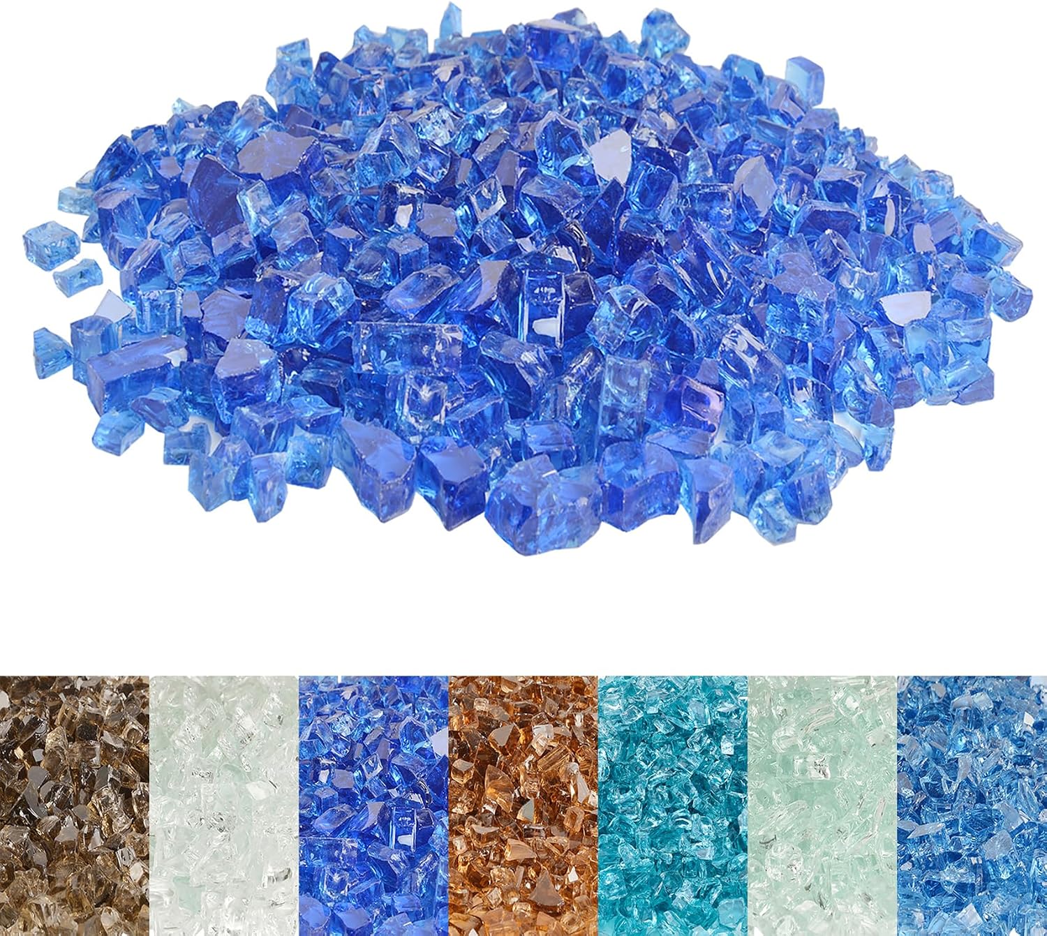 Skyflame 1/4" Pacific Blue Regular Fire Glass for Fire Pit Fireplace