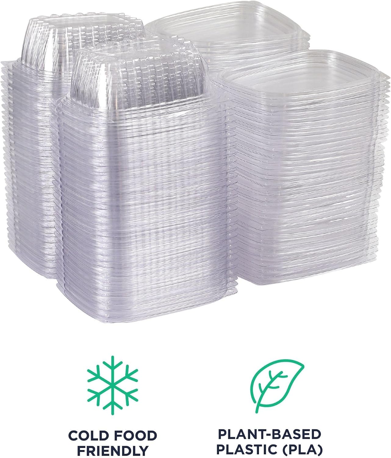 Eco-Products EPRC32 Renewable & Compostable Rectangular Deli Containers - 32oz., 50 Per Pack (Case of 4 Packs), clear