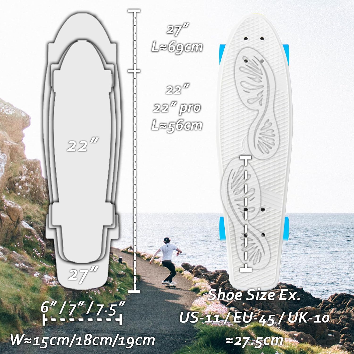 KMX Classic Retro Mini Cruiser Skateboard for Kids, Teens, Adults