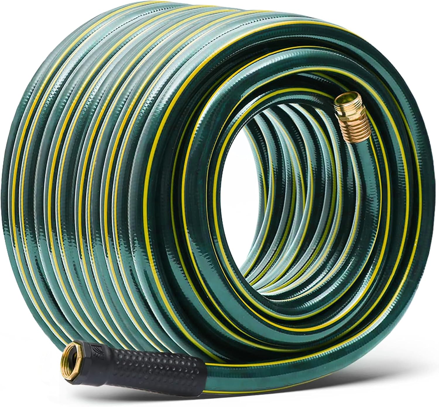 Solution4Patio Long Black Garden Hose 3/4 in. x 50 ft. -Heavy Duty Durable Flexible Lightweight Water Pipe -Brass Aluminum Ends for Household & Commercial -Kink Free, No Leaking, Male/Female Fittings