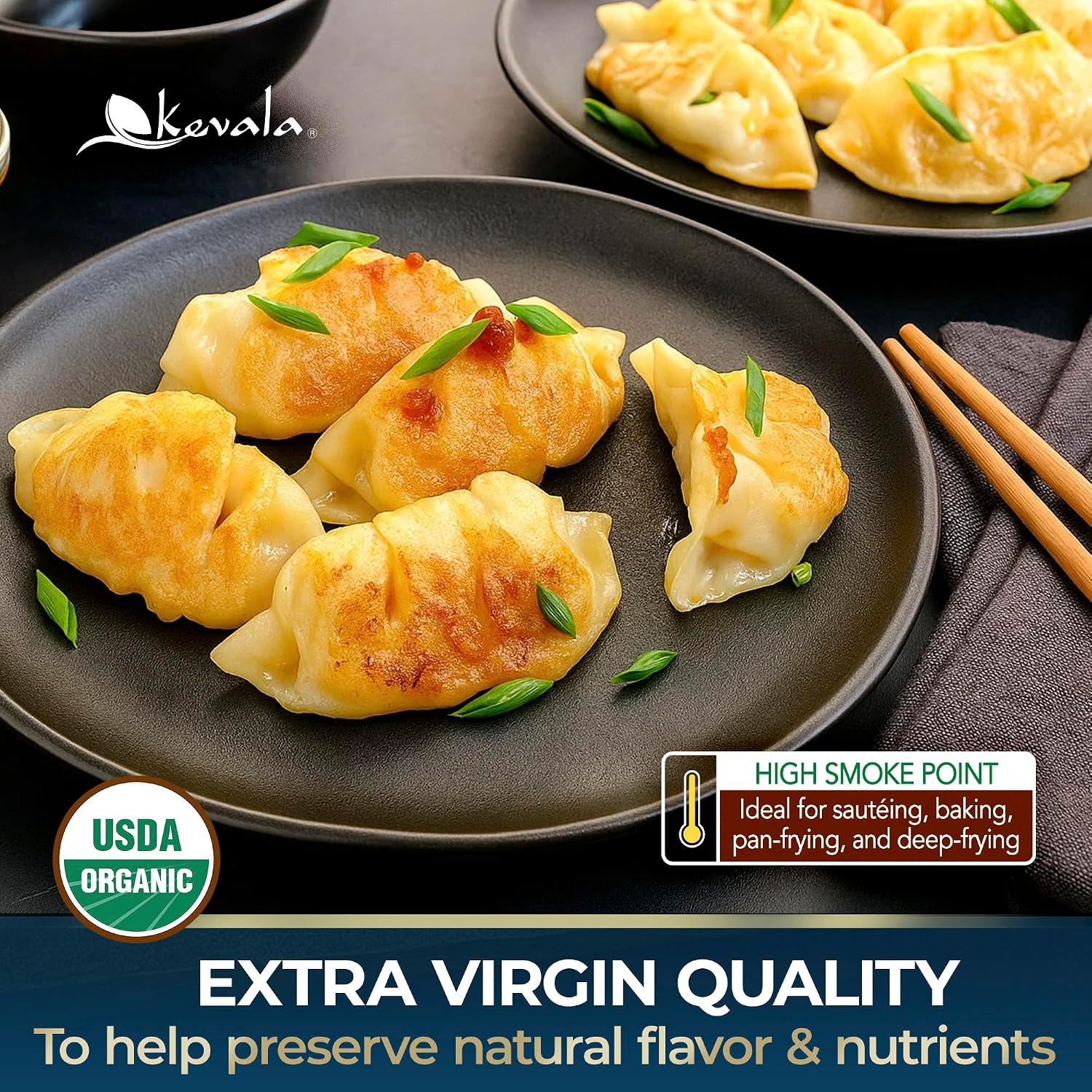 Kevala Organic Extra Virgin Sesame Oil – Cold Pressed, Unrefined & Non-GMO Cooking Oil for Salad, Frying, Baking