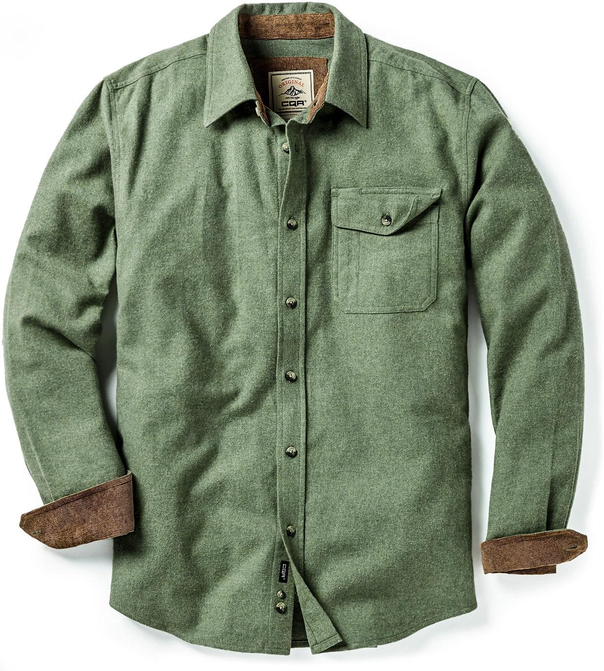 CQR Men's 100% All Cotton Button Down Flannel Shirts, Long Sleeve Brushed Warm Soft Casual Outdoor Plaid Shirt