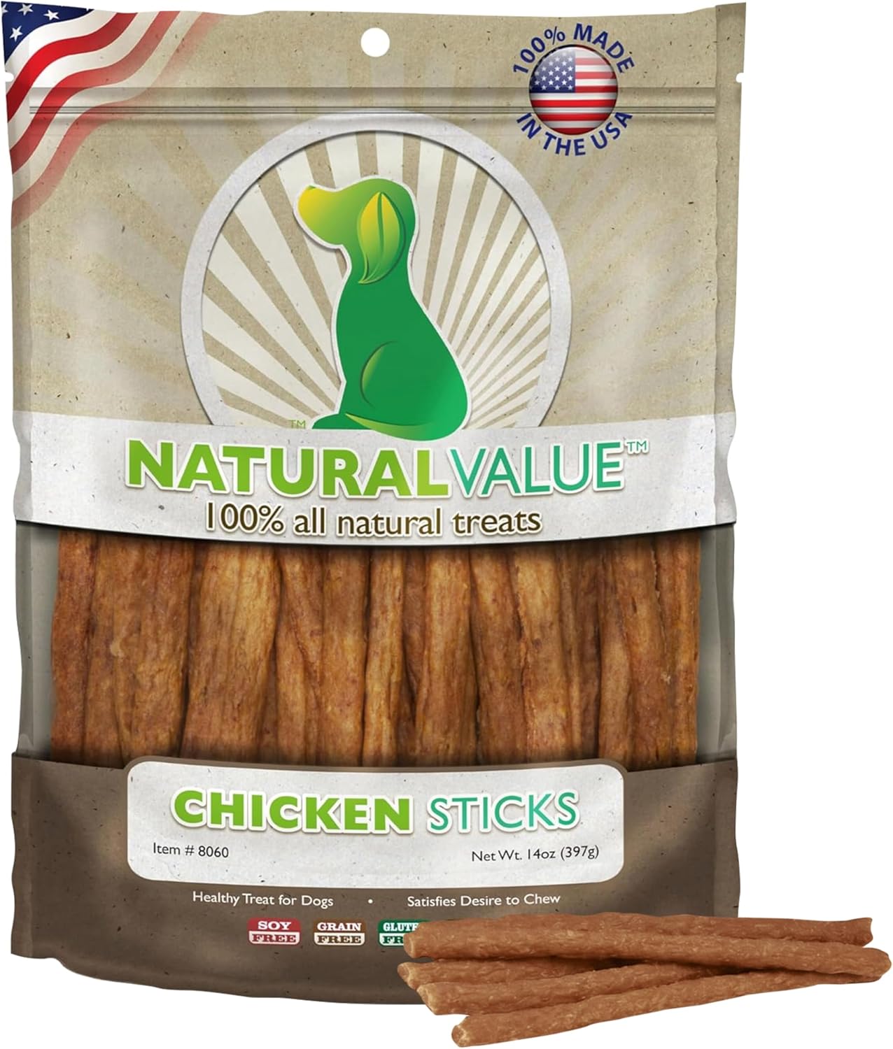 Loving Pets Natural Value Beef Sticks - Soft Jerky Dog Treats for Large & Small Breeds - Healthy Gluten, Wheat, Soy & Grain Free Pet Treats for Dogs