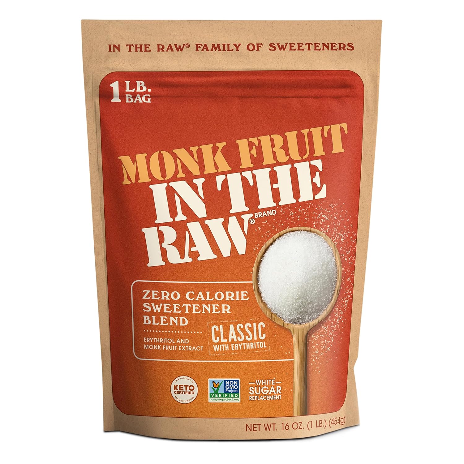 Monk Fruit In The Raw, Sweetener Bag, 1 LB