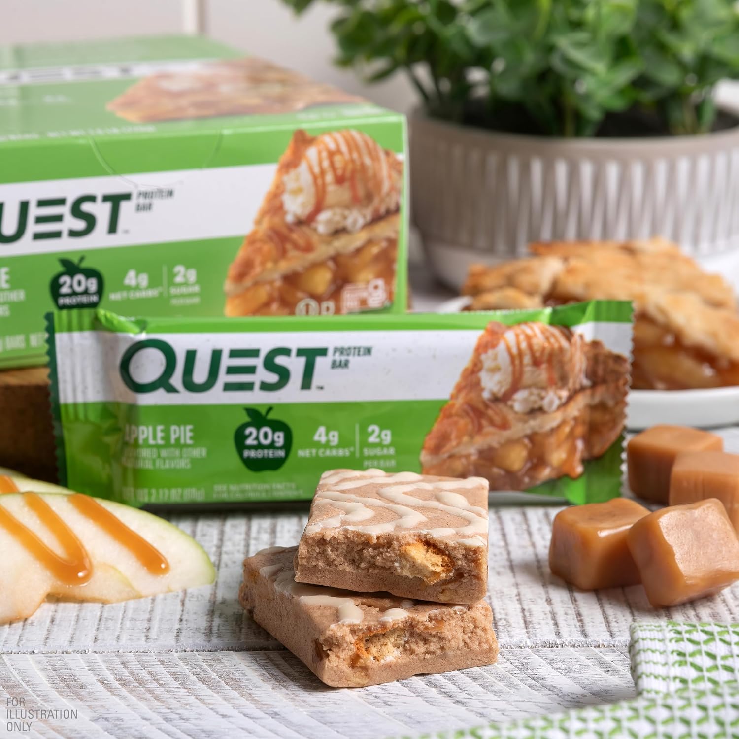 Quest Nutrition Oatmeal Chocolate Chip Protein Bars, 20g Protein, 12 Count | 12g Fiber, 5g Net Carbs, 1g Sugar, Gluten Free, High Quality Protein, Soft and Chewy, Individually Wrapped 2.12oz Bars