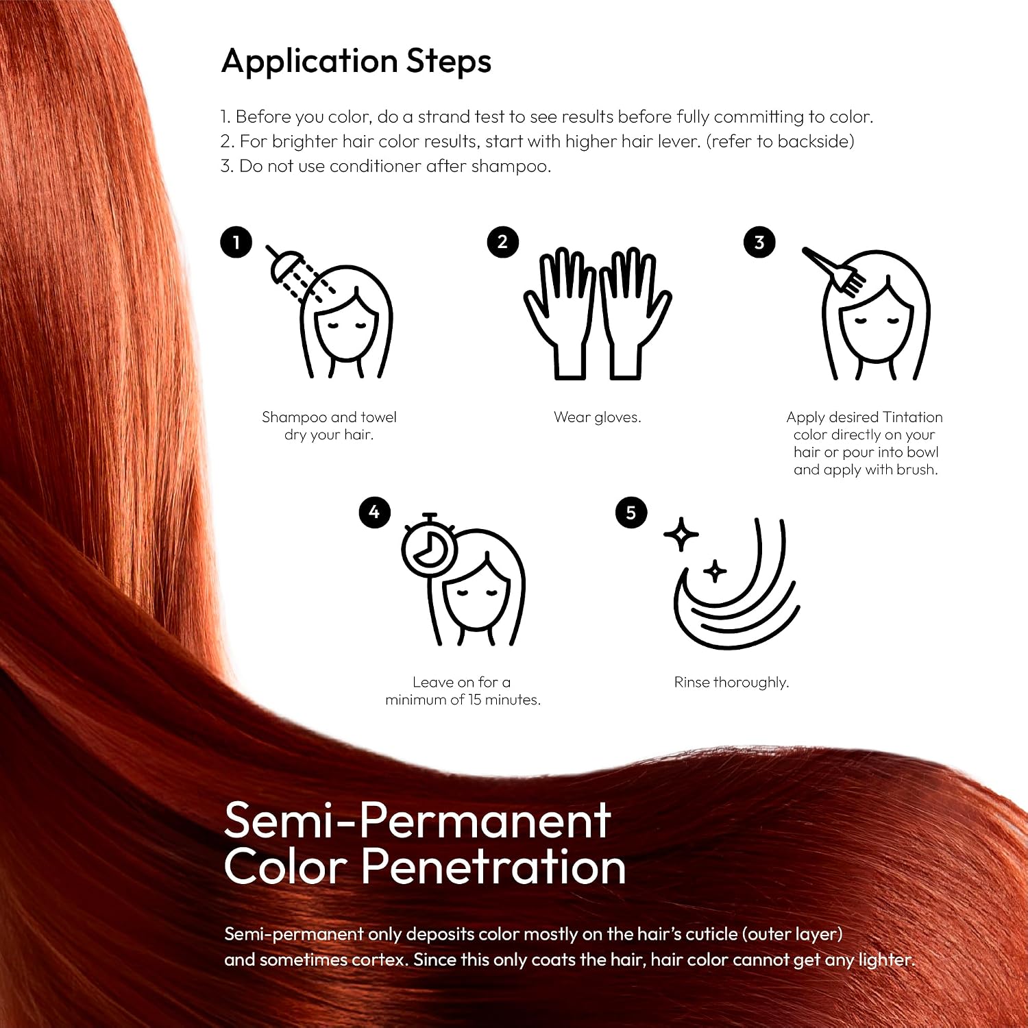 Red by Kiss Tintation Semi-Permanent Hair Color, Aloe Vera Water Based, Argan Oil, Olive Oil, Collagen & Keratin, Long-Lasting Color Dye (Honey Brown, 5 Fl Oz)