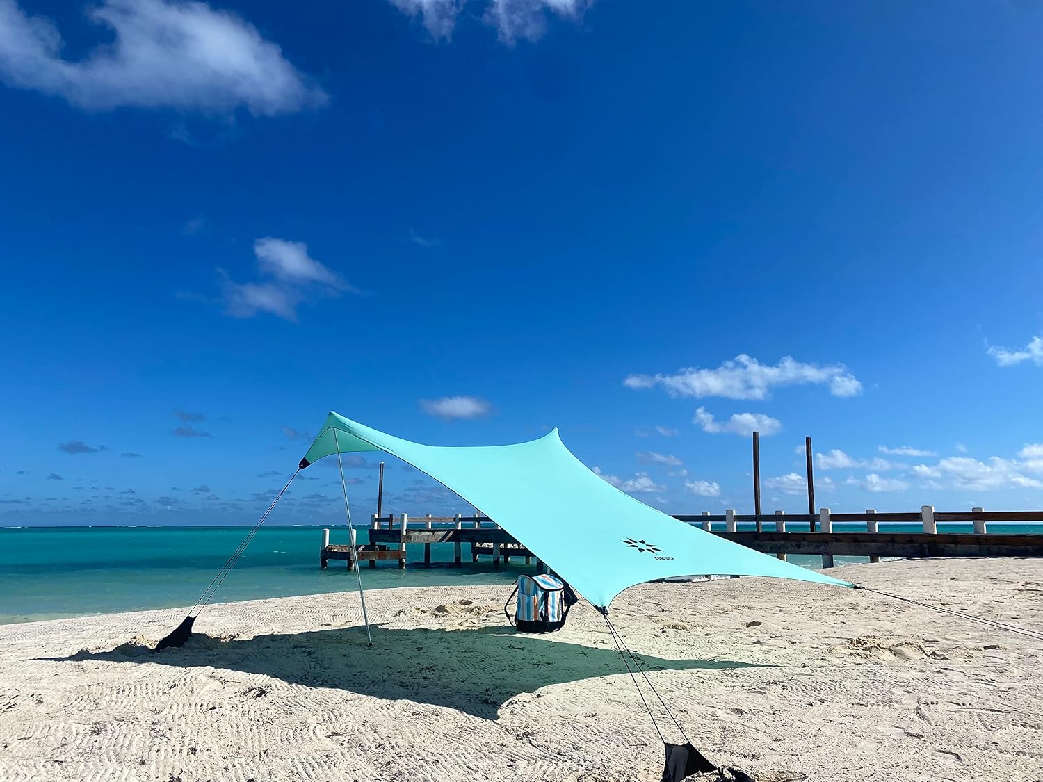 Neso Portable Beach Tent Sun Shelter with Sand Anchor - Lightweight Beach Shade Canopy - Easy Setup for Family Outings - Patented Reinforced Corners - UPF 50+ Sun Protection - 7 x 7ft - White