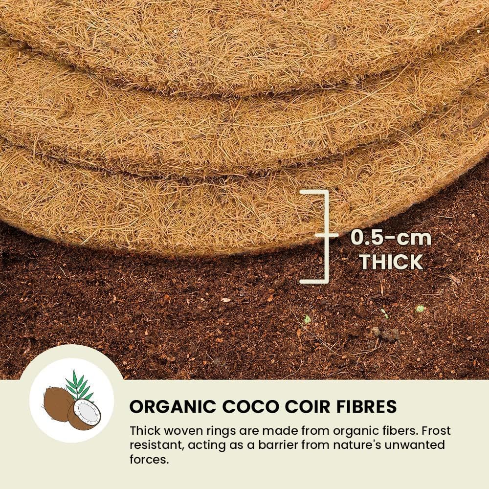 Envelor 20 pcs Coconut Fibers Mulch Ring 4 Inches Tree Protector Mat Coconut Mulch Cover Natural Coconut Fiber Weed Control Rings, Tree Ring Plant Cover for Indoor Outdoor Plants, Pot, Landscaping