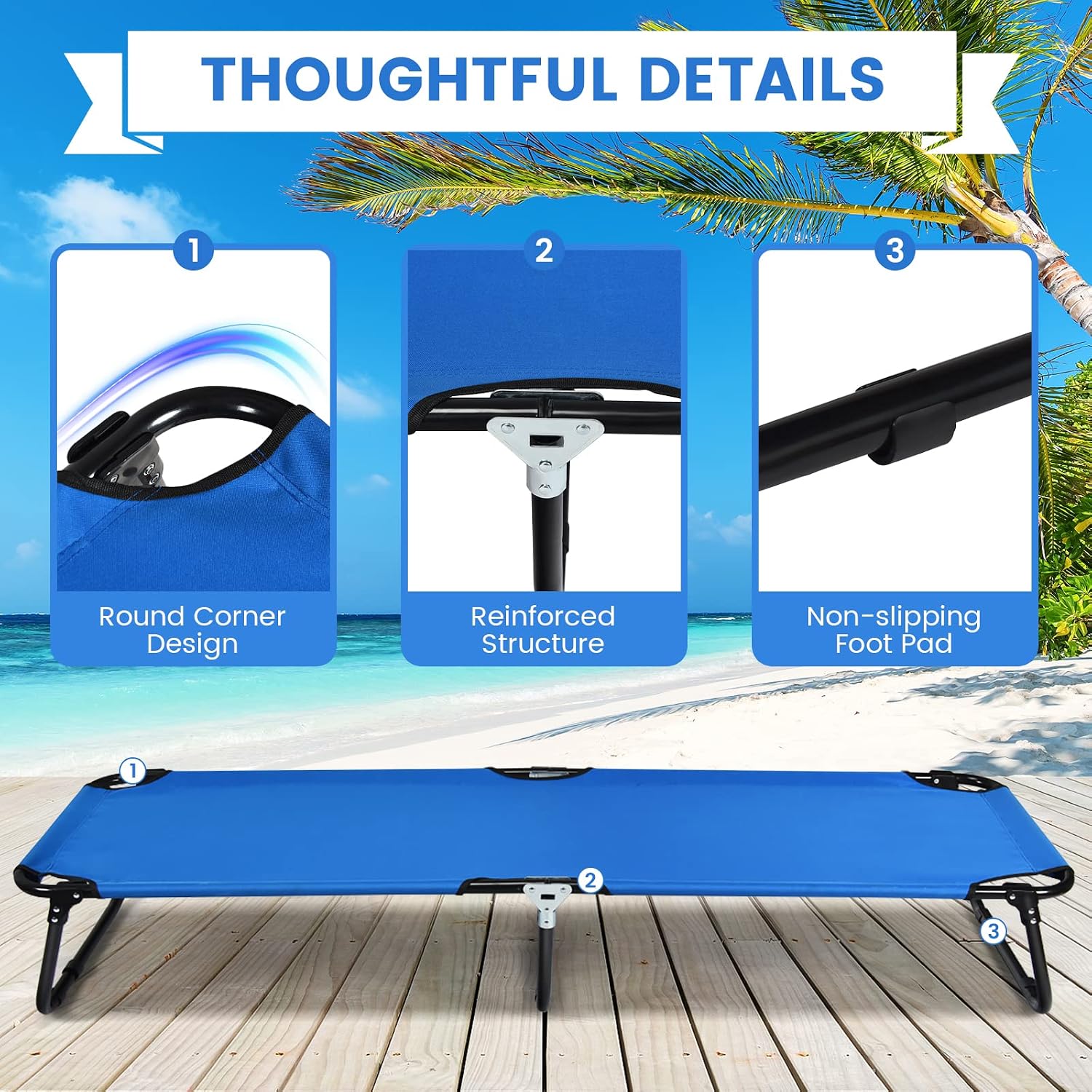 Goplus Folding Camping Cot, Sleeping Cots for Adults Kids