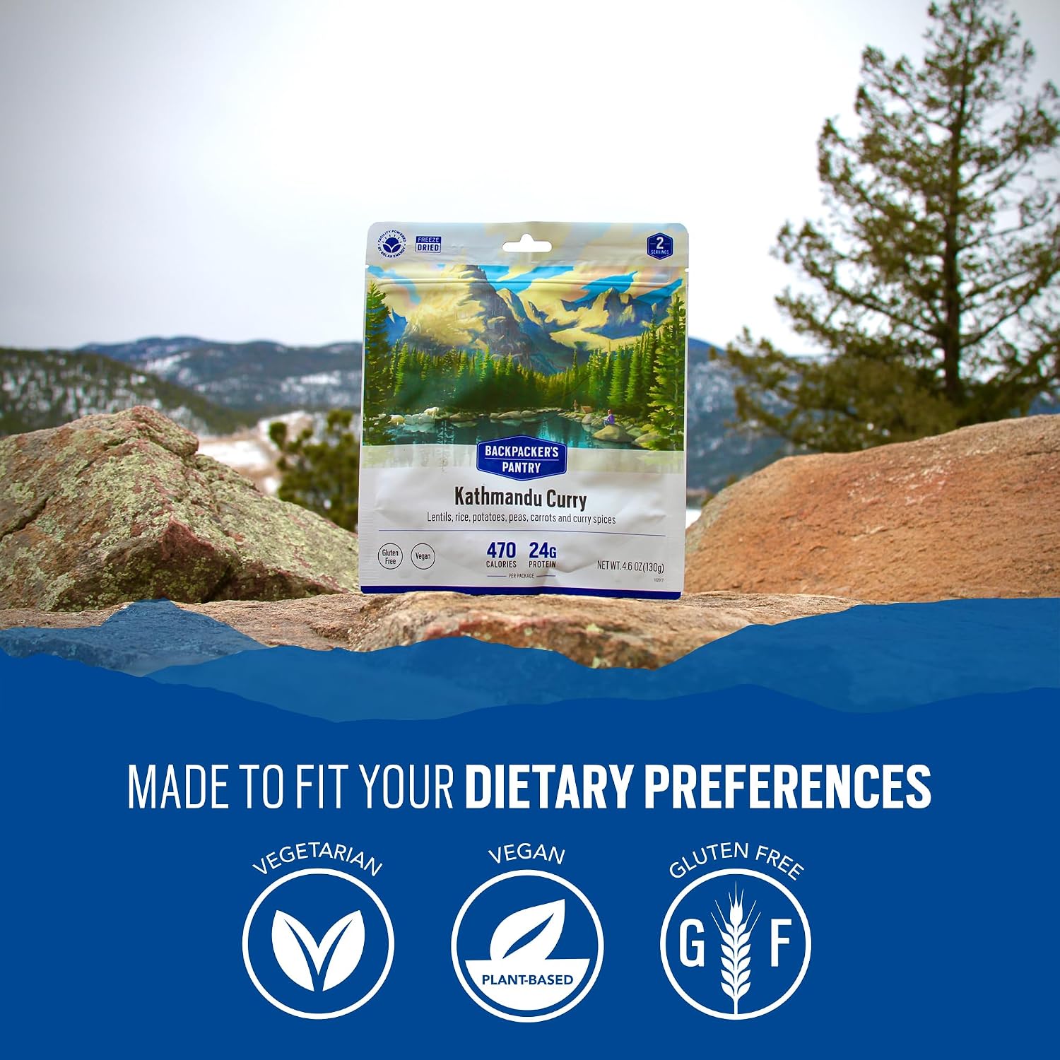 Backpacker's Pantry Lasagna | 1-Pack | 29g Protein | 620 Cal | Vegetarian, Nut Free | Made in the USA | Freeze Dried Meal & Camping Food