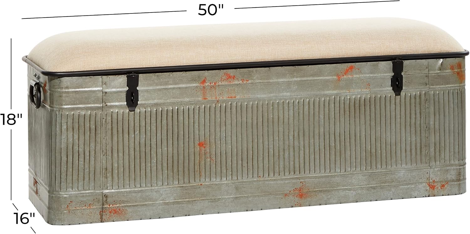 Deco 79 Metal Storage Bench, Entryway Bench, 50" x 16" x 18", Gray | Room decor, galvanized entryway bench with storage
